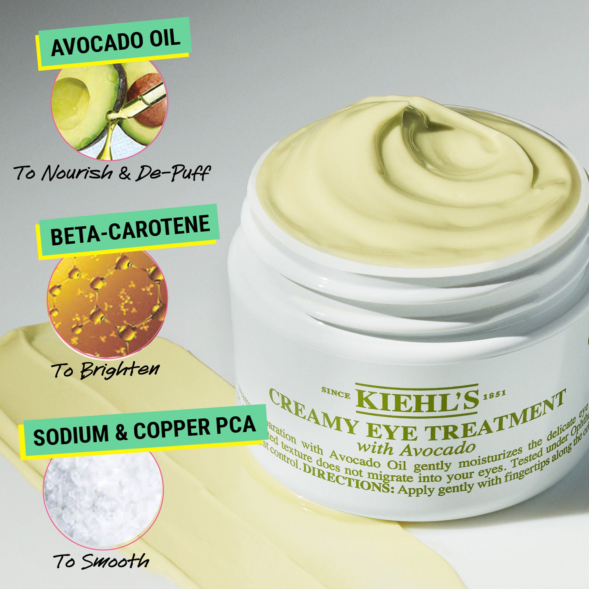 Best Creamy Avocado Eye Treatment for Dark Circles & Wrinkles - Hydrating & Anti-Aging Eye Cream for Day & Night Use - Perfect for Dry Skin & Sensitive Eyes