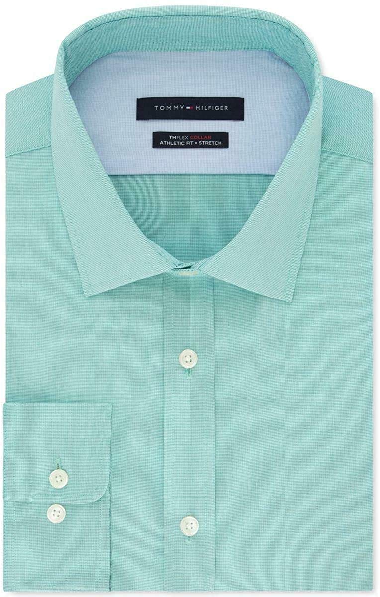 Tommy Hilfiger Men's Slim Fit Checkered Dress Shirt for Business Casual & Office Wear