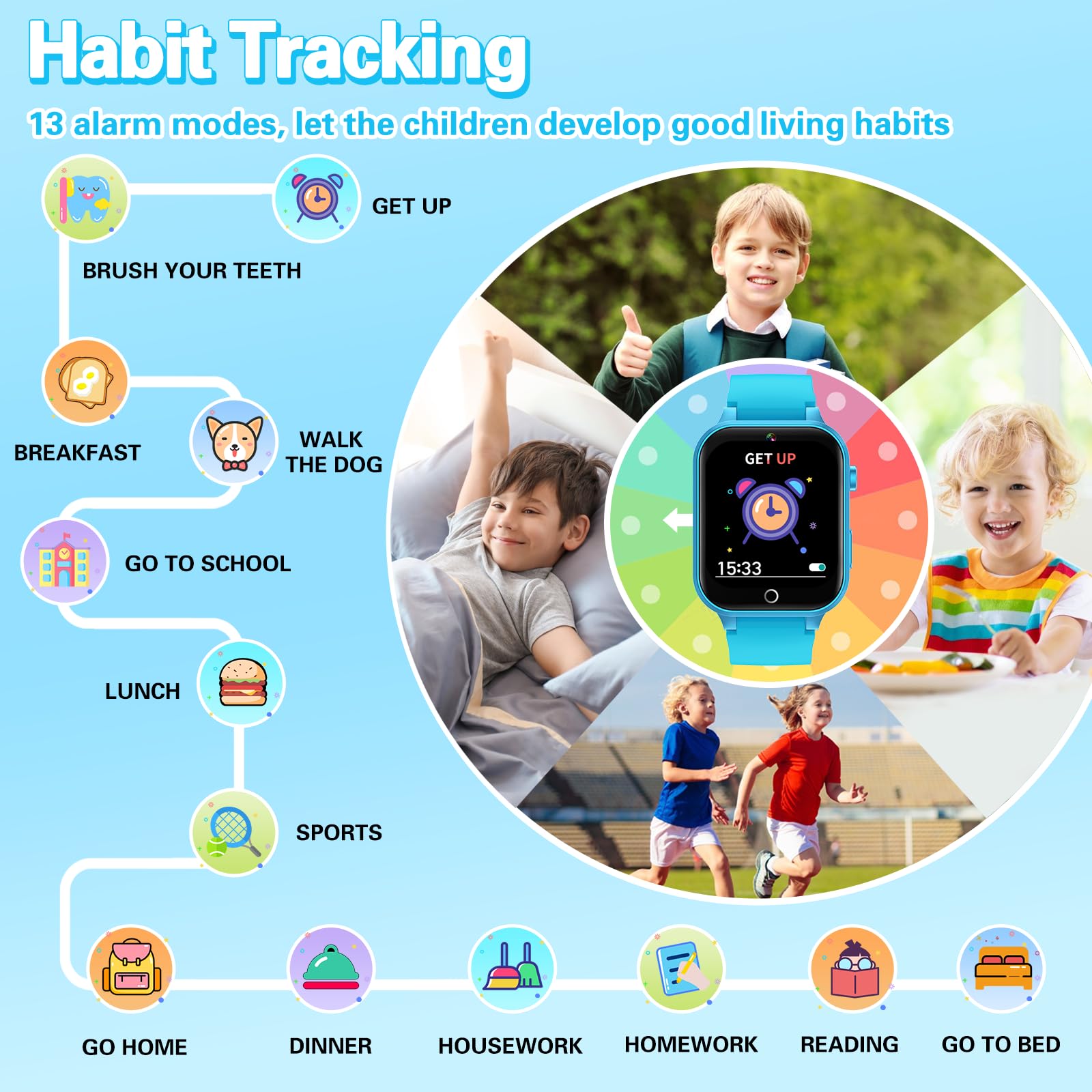 Vakzovy Kids Smart Watch for Boys & Girls Ages 5-12 - HD Touchscreen, 26 Games, Video Camera, Music Player, Pedometer, Audio Stories & Learning Cards - Perfect Educational Toy & Birthday Gift for Kids - Ideal for School, Playtime & Outdoor Activities