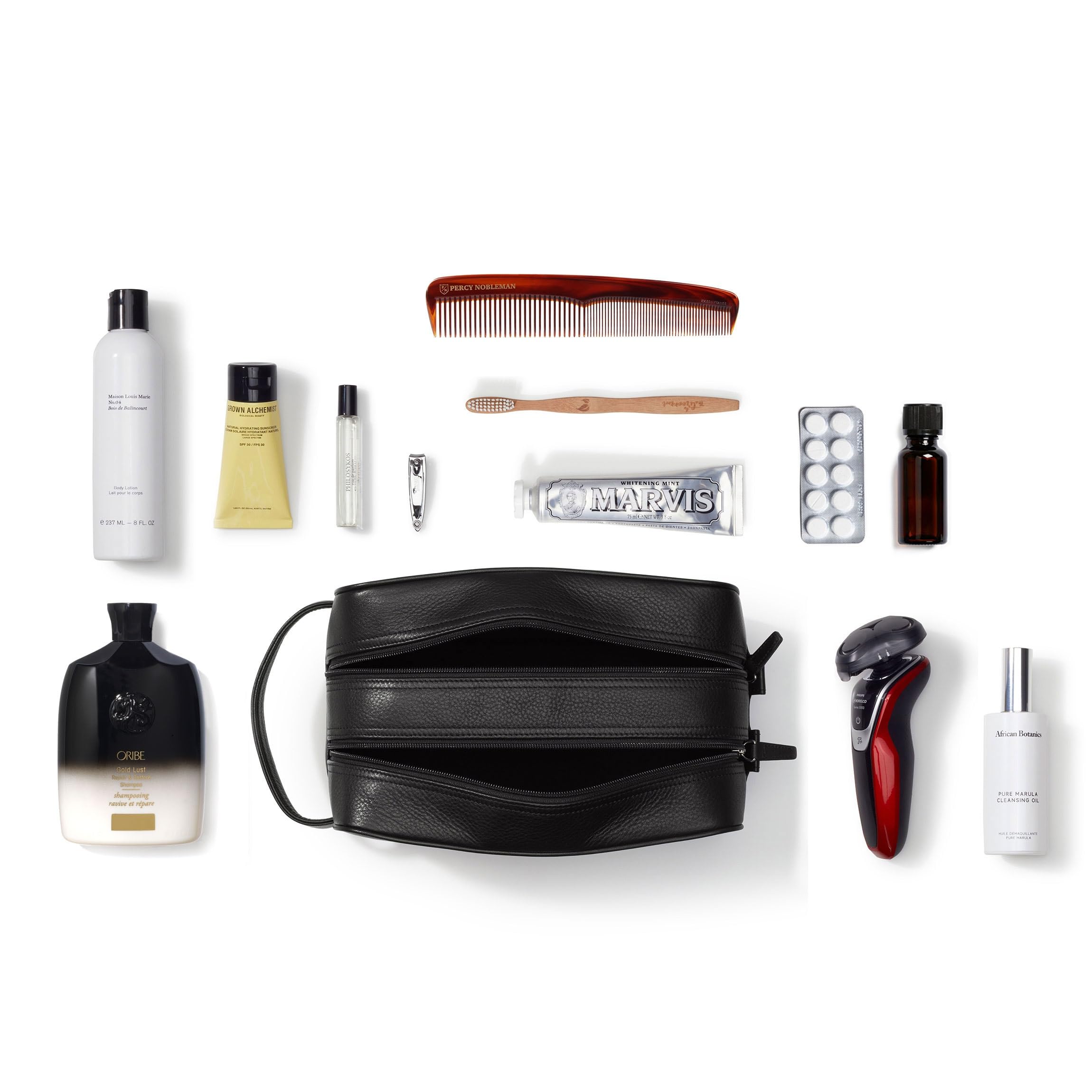 Premium Leather Small Double Zip Toiletry Bag for Travel & Gym - Compact Cosmetic Organizer for Men & Women - Perfect for Toiletries, Makeup, Jewelry & Essentials