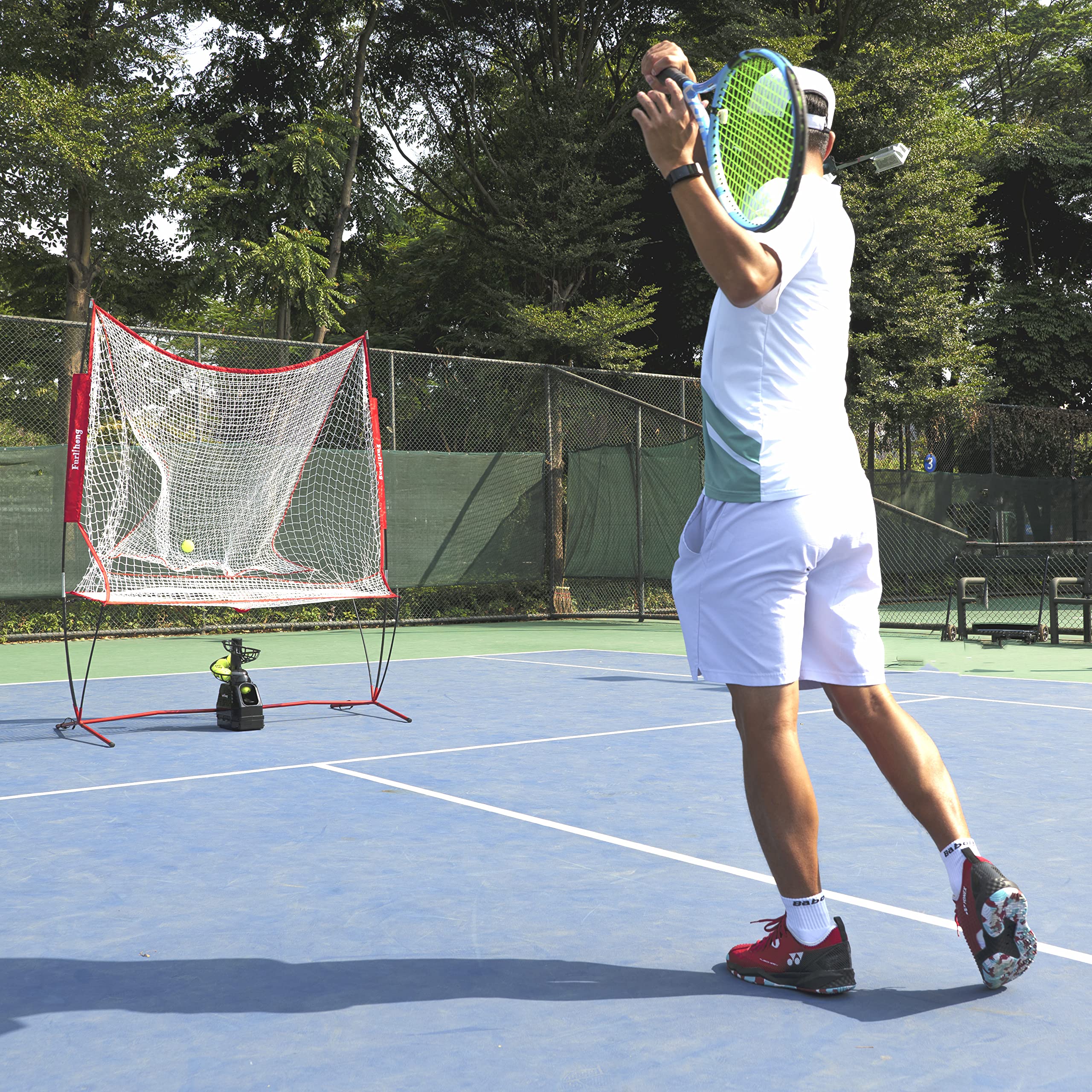 6802NT 2-in-1 Tennis & Baseball Pitching Machine with Net Combo | Ball Recycling System | Includes 6802BH & NT01 | Perfect for Backyard Practice & Team Training