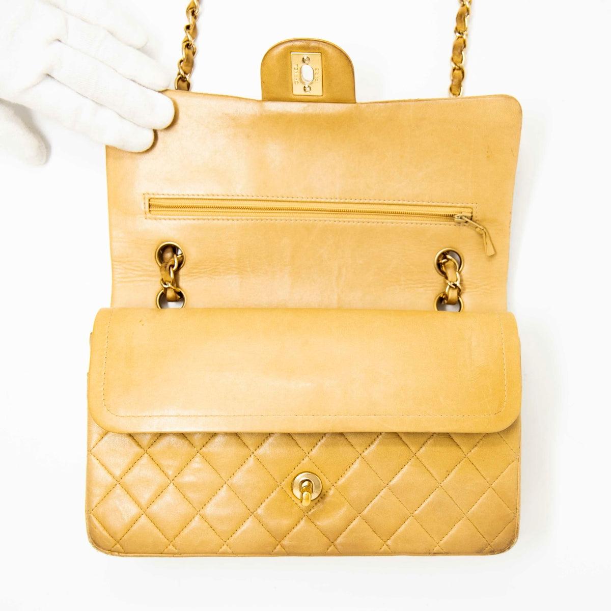 Chanel Beige Medium Vintage Classic Flap Bag - Timeless Luxury Handbag for Women | Perfect for Evening Events, Date Nights & Special Occasions