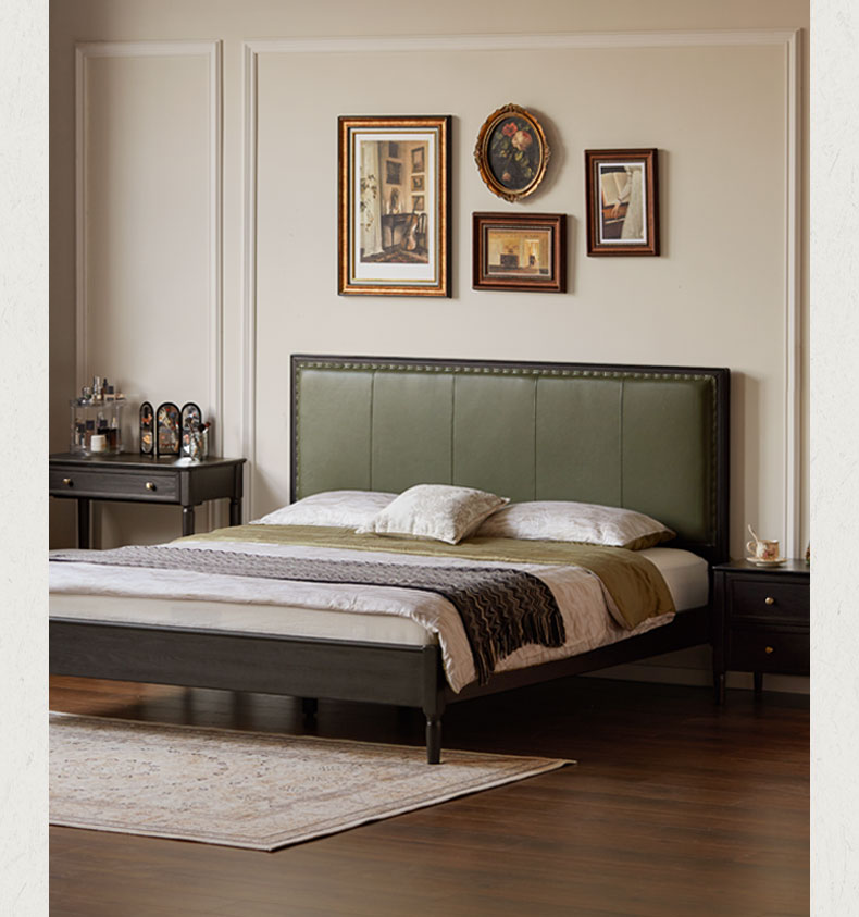 Solid Oak Wood American Soft Back Bed - Durable & Stylish Bed Frame for Bedroom, Guest Room, or Master Suite