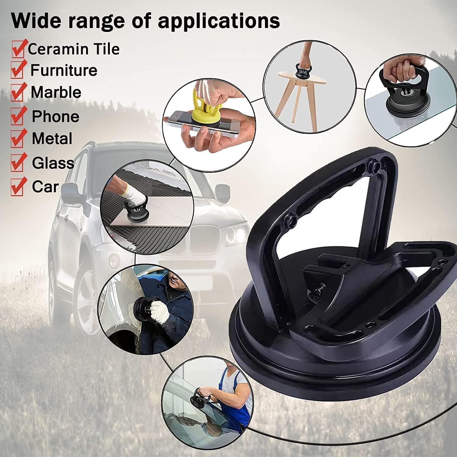 3-Pack Car Dent Puller Kit - Powerful Suction Cup Dent Remover with Handle Lifter | Paintless Dent Repair Tool for Car Body Dents | Perfect for DIY Auto Body Repair at Home or Garage