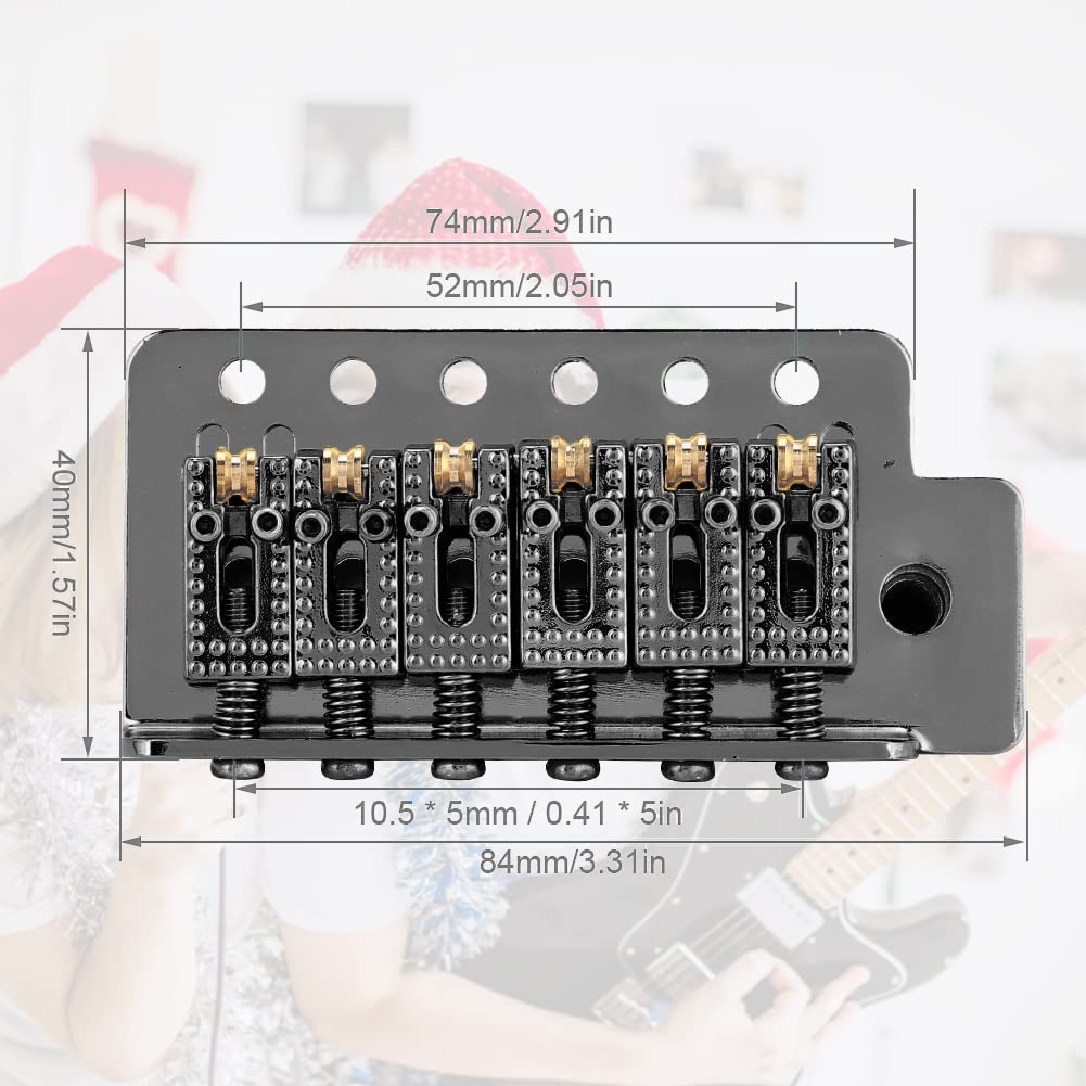 Premium Black Guitar Tremolo Bridge System - Roller Single Locking Vibrato Tailpiece for ST/Stratocaster Replacement | Perfect for Smooth Pitch Shifts & Stable Tuning in Rock, Blues & Metal Performances