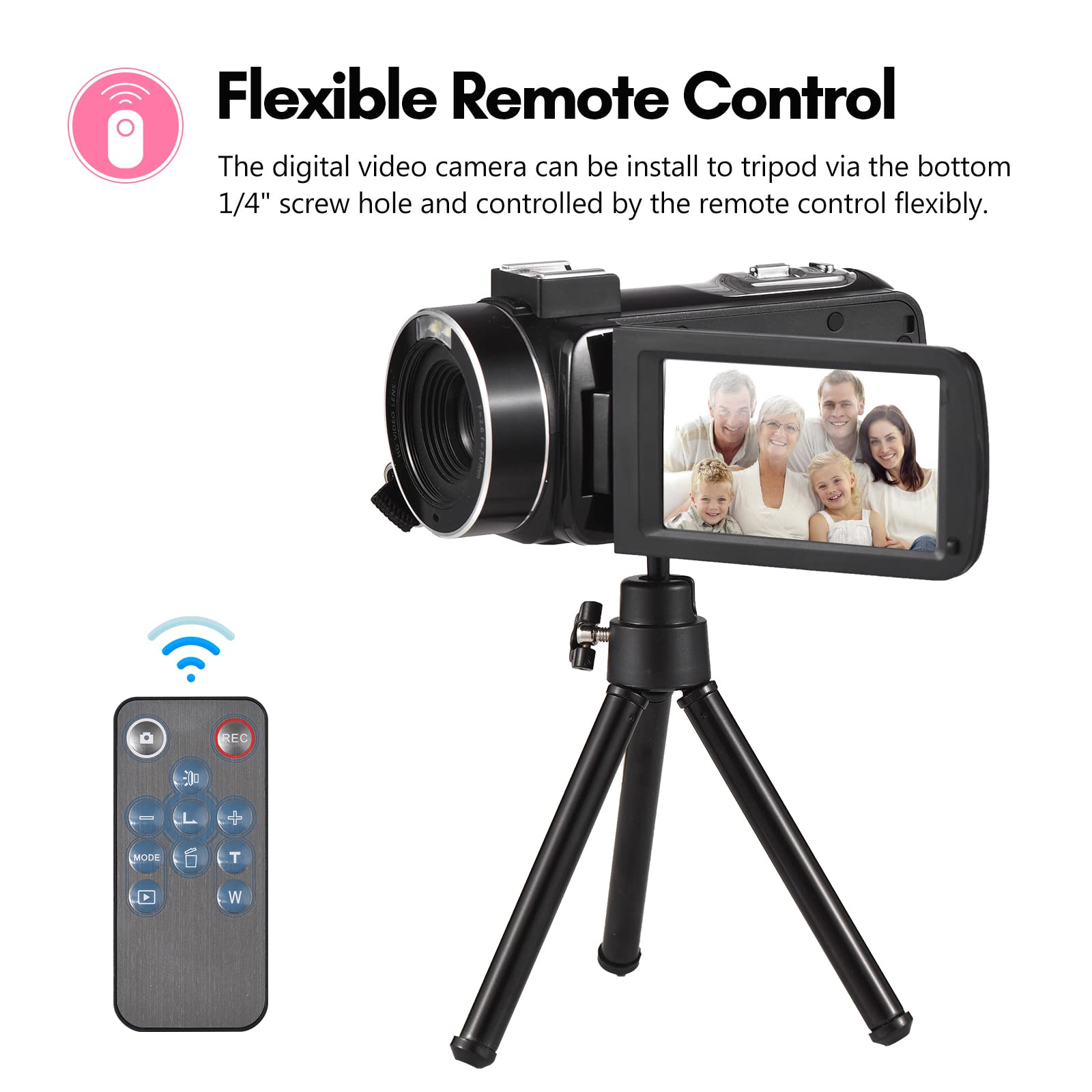 Andoer 2.7K HD Video Camera Camcorder - 48MP Vlogging Camera with 16X Digital Zoom, 3.0
