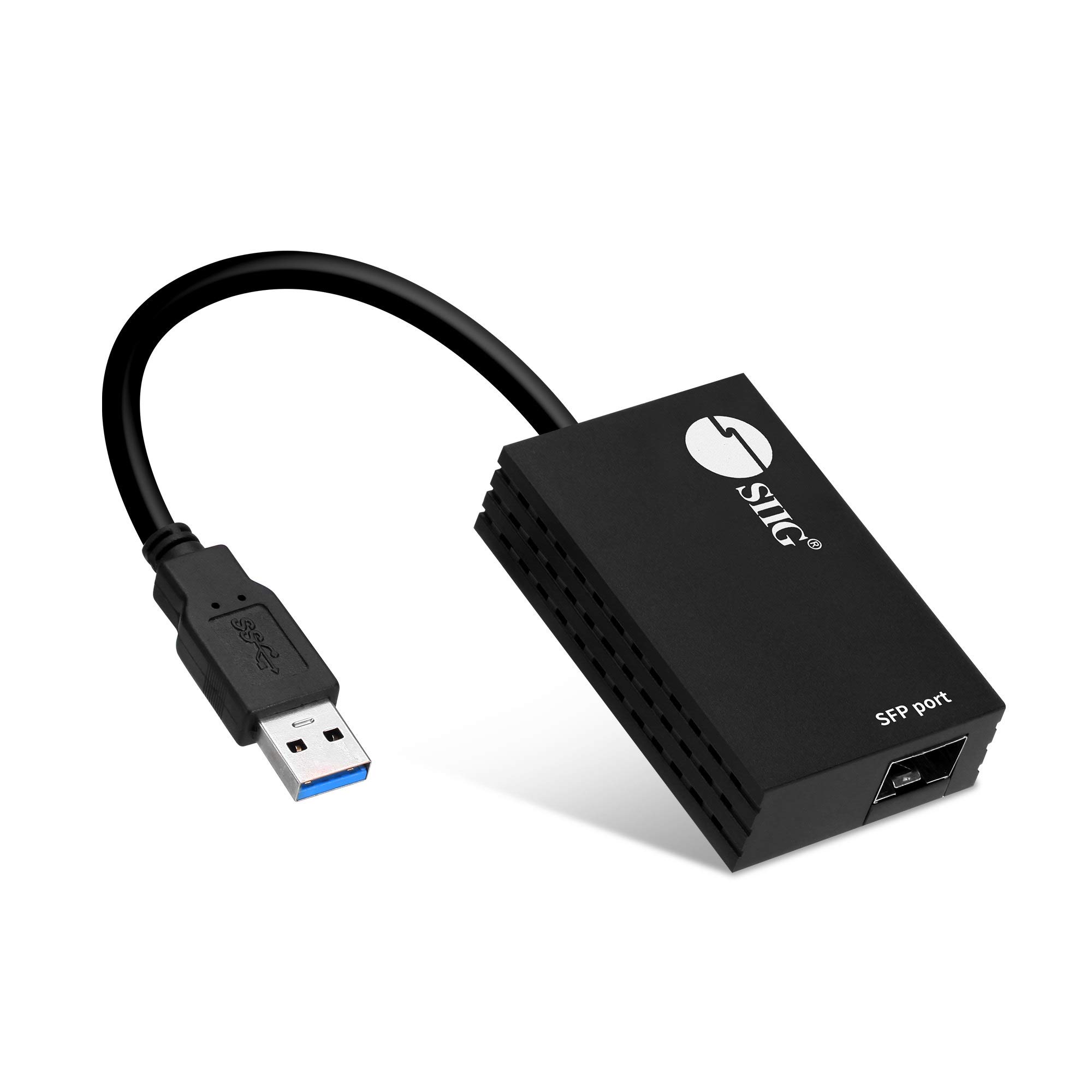 SIIG USB 3.0 to SFP Fiber Optic Gigabit Ethernet Adapter Converter - 1000/100/10 Mbps High-Speed Data Transfer - USB 3.0 Type-A to SFP Female - Realtek RTL8153 Chip (JU-NE0B11-S1) - Ideal for Home Office, Data Centers & High-Speed Networking
