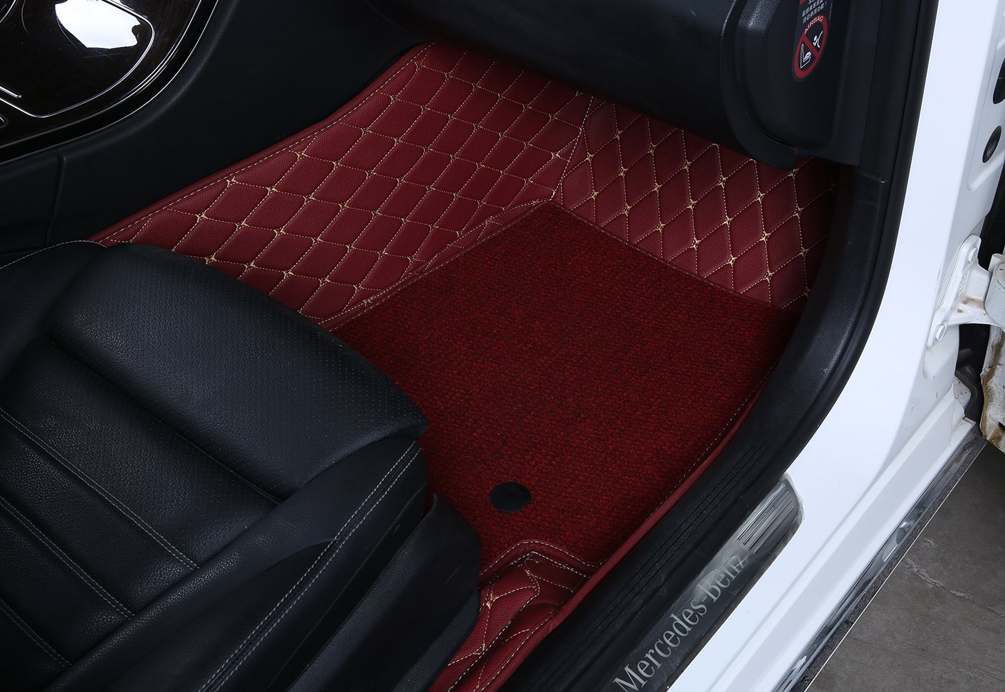 Custom Fit Double Layer Full Coverage Floor Mats for Mercedes C Class C180 C200 C250 C260 C300 C350 4-Door Sedan (2009-2014) - Premium All-Weather Protection, Non-Slip Design, Easy to Clean - Perfect for Daily Commute, Road Trips & Winter Driving