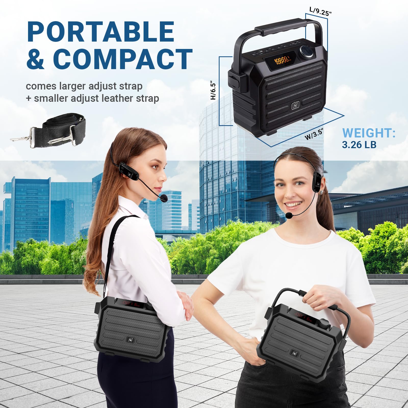 WinBridge 30W Wireless Voice Amplifier with UHF Headset Mic & Bluetooth - Portable PA System for Teachers, Fitness Instructors, Public Speaking | Classroom, Outdoor Events, Presentations, Recording | TWS, FM, H5 Compatible