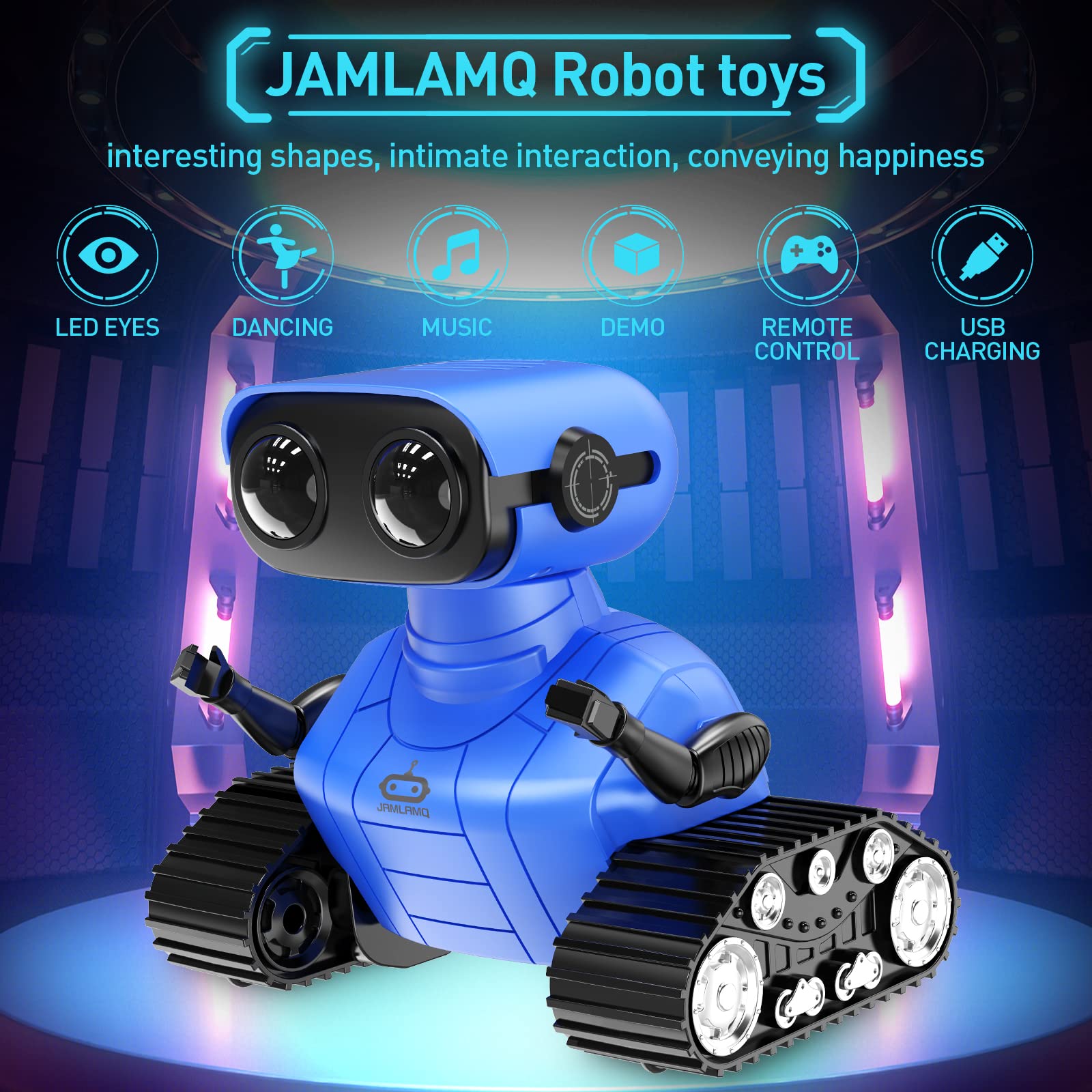 Rechargeable Remote Control Robot Toy for Kids Ages 3+ | Interactive Dancing Robot with LED Eyes, Music & Auto-Demo Mode | STEM Learning Gift for Boys & Girls (Blue) - Perfect for Birthday Presents, Playtime & Early Childhood Education