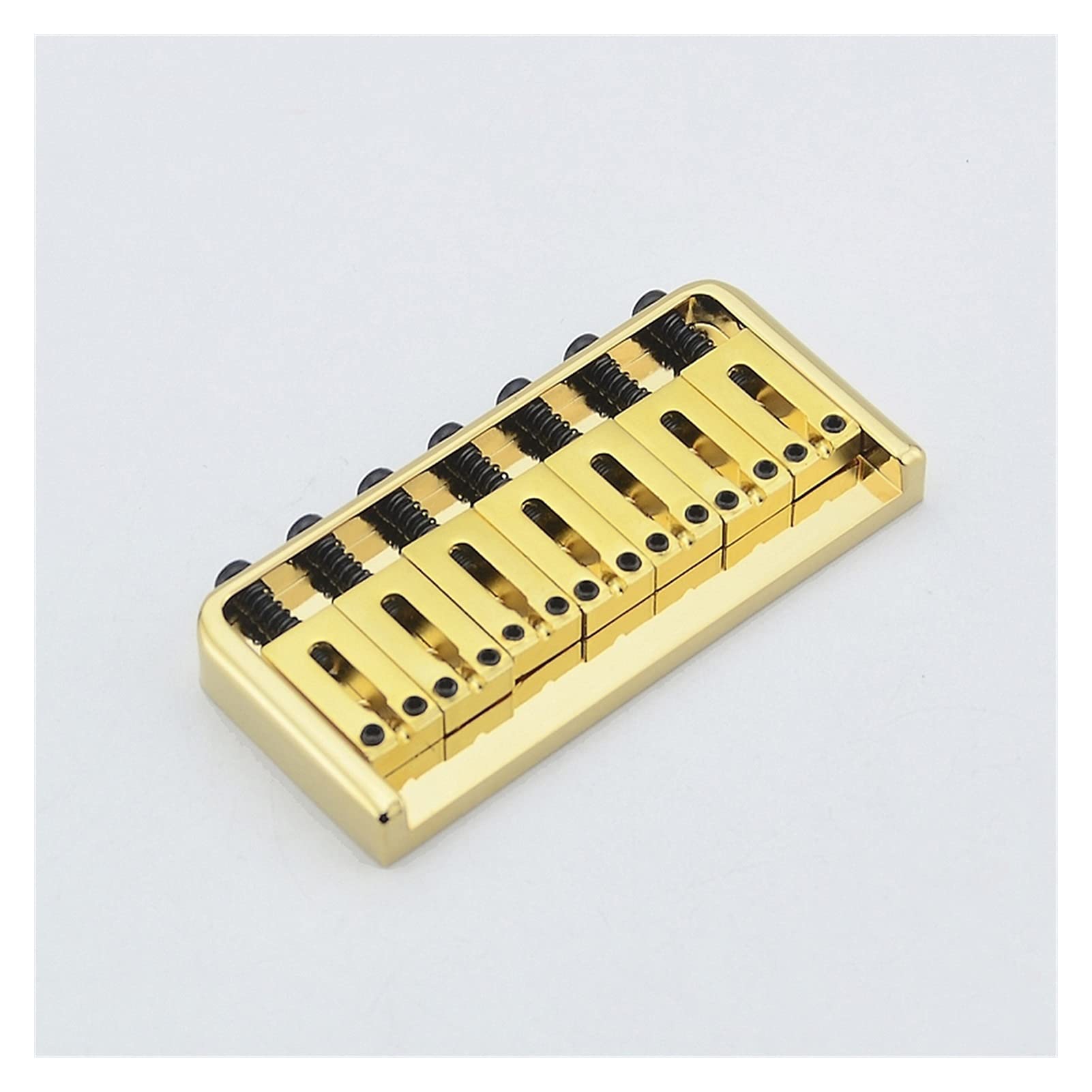 7-String Electric Guitar Bridge Saddle Set - Stainless Steel Fixed Bridge with Gold Tailpiece for Enhanced Tone & Sustain | Perfect for Metal, Rock & Studio Recording