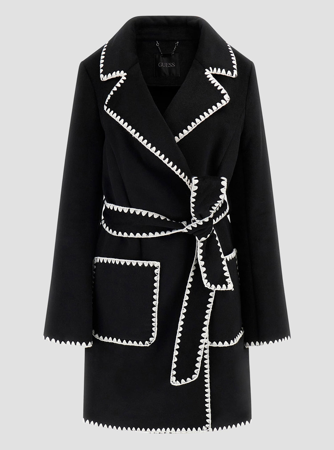 Victoire Black Wrap Belt Coat for Women - Stylish Trench Coat with Adjustable Belt for Office, Date Night & Fall Fashion