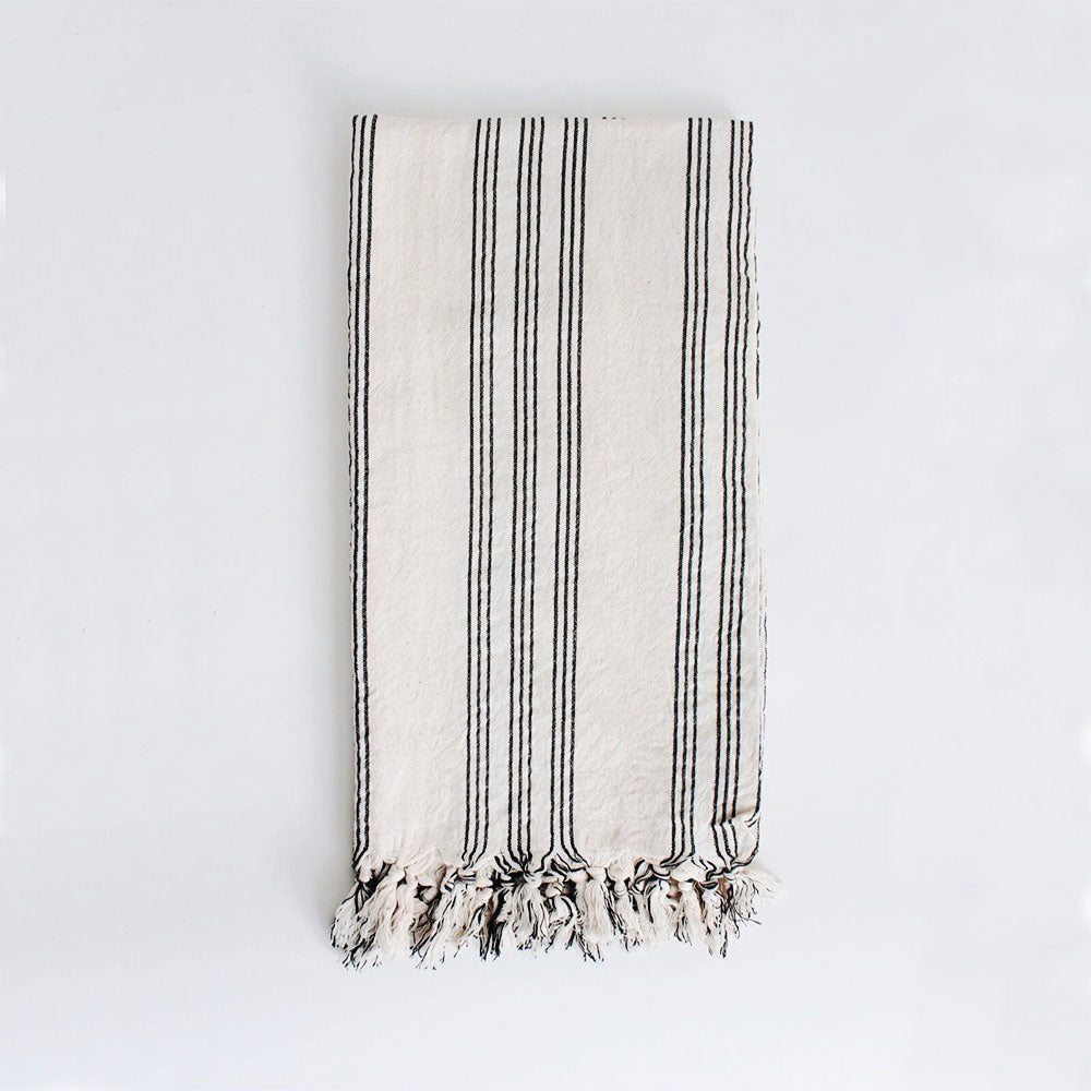 Premium Handwoven Turkish Cotton Towel - Soft, Absorbent & Quick-Drying - Ticking Stripe Design - Perfect for Beach, Spa & Bathroom Use