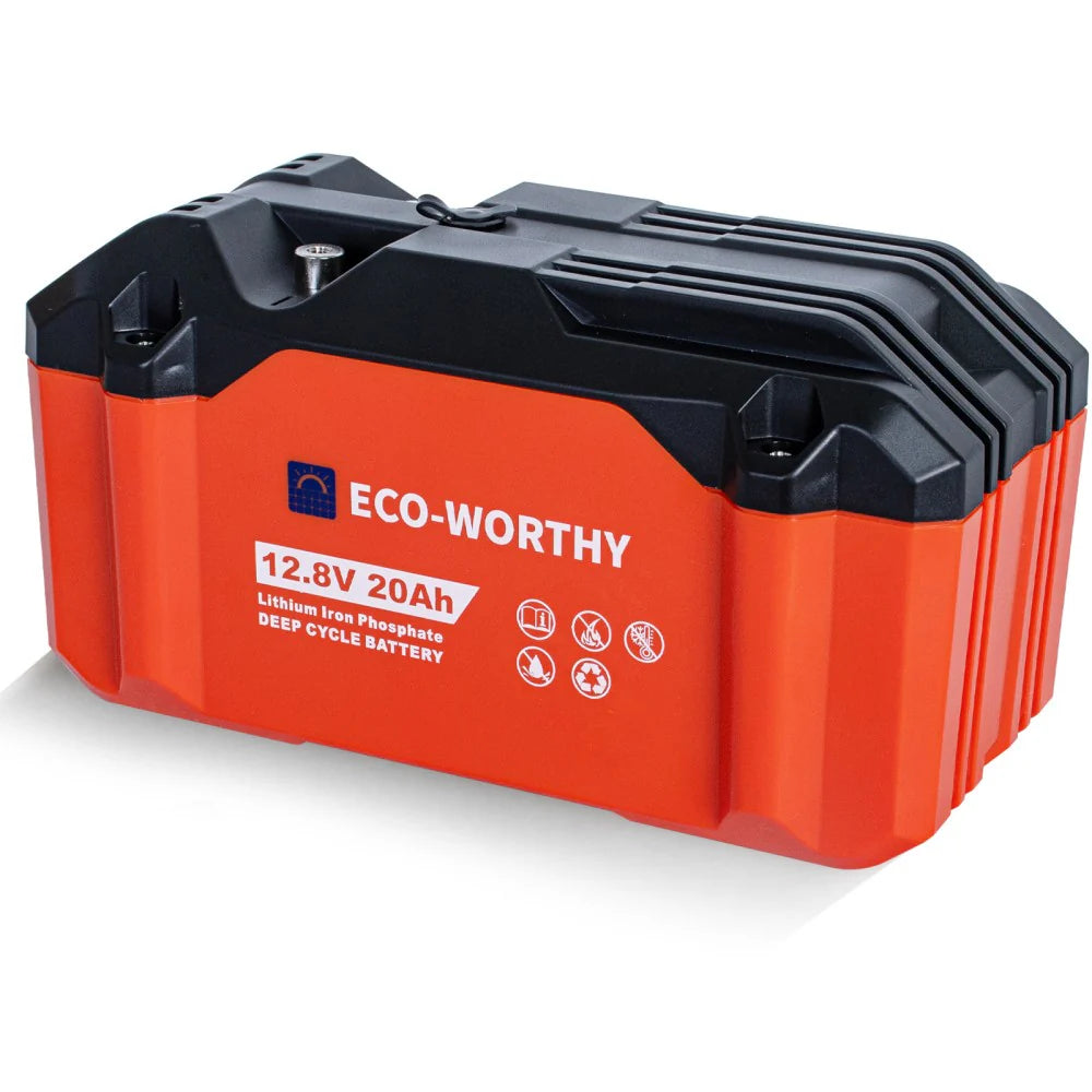 ECO WORTHY 12V 20Ah LiFePO4 Deep Cycle Rechargeable Battery - Portable Power for RV, Solar, Marine & Off-Grid Applications