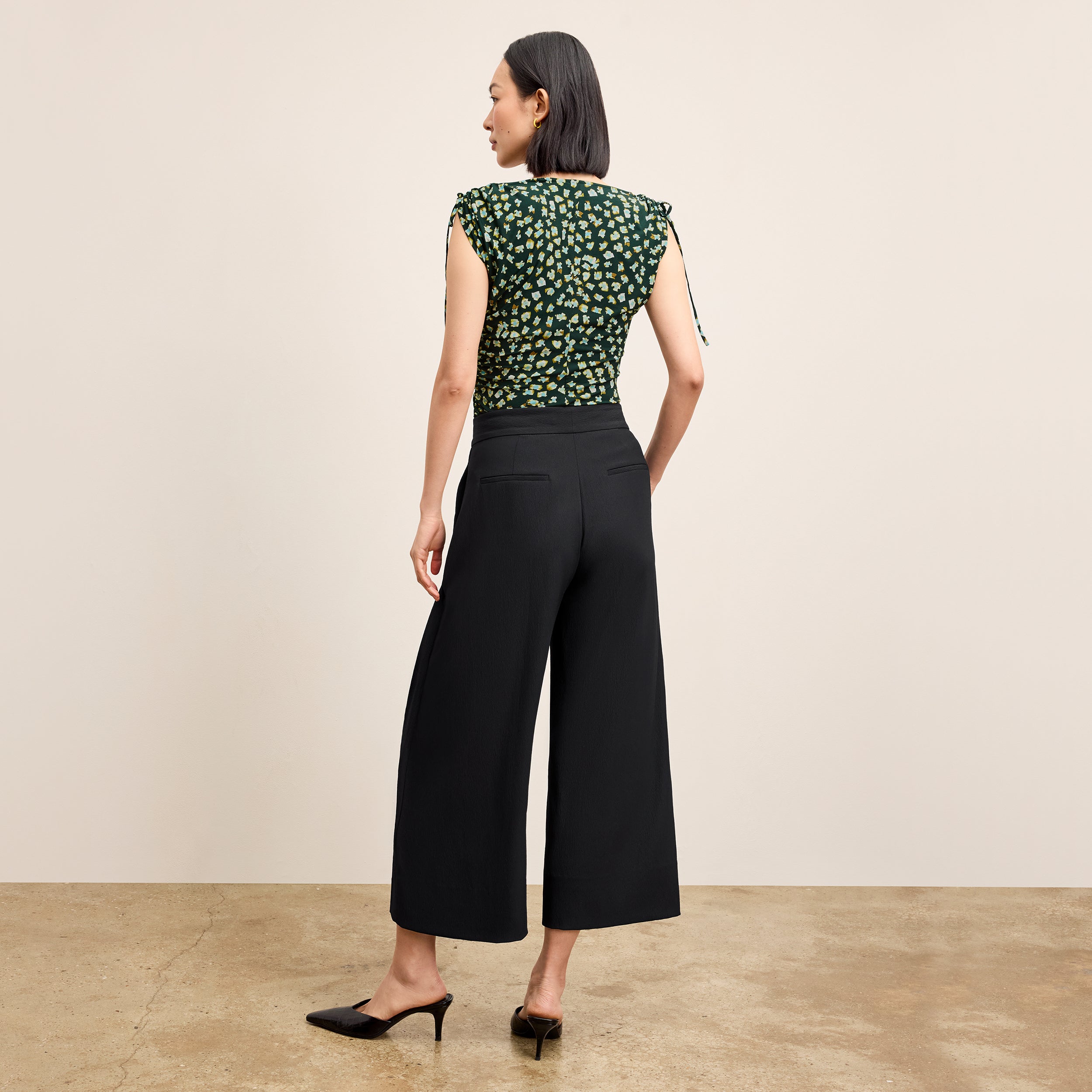 Eco-Friendly Soft Wave Culottes for Women - Comfortable & Stylish Black High Waist Palazzo Pants - Perfect for Casual Wear, Office & Travel