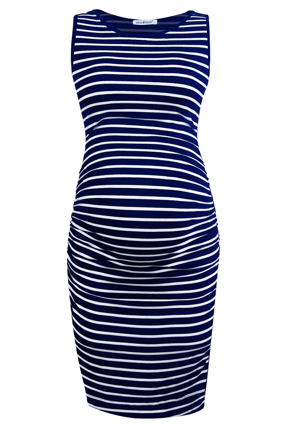 Smallshow Women's Sleeveless Maternity Dress - Stretchy Ruched Pregnancy Clothes for Summer, Nursing & Baby Shower - Comfortable Maternity Wear for Casual Outings & Special Occasions
