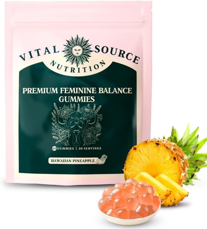 Vital Source Feminine Balance Gummies for Women - 60 Count (30 Servings) - Probiotic & Vitamin Supplement for Vaginal Health, pH Balance & Immune Support - Perfect for Daily Wellness Routine