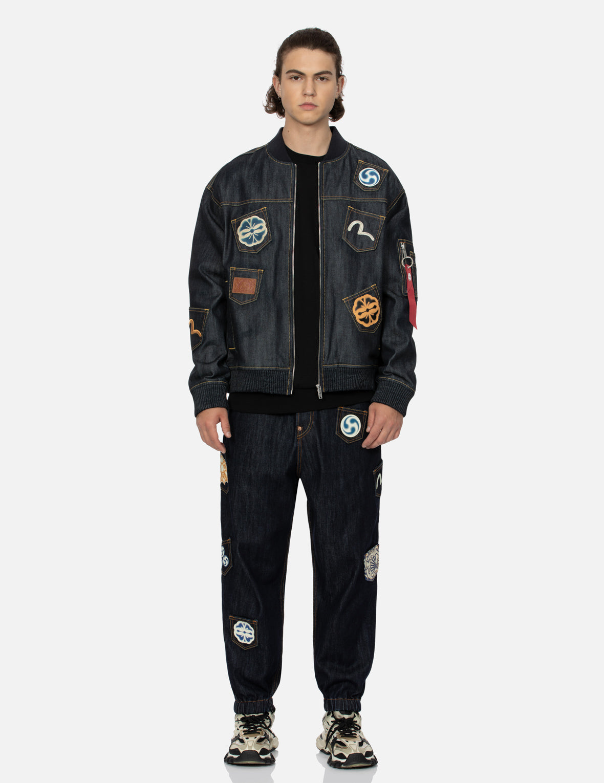 Stylish Multi-Logo & Multi-Pocket Relaxed Fit Denim Jacket for Men & Women | Casual Wear, Street Style, Layering Outfits