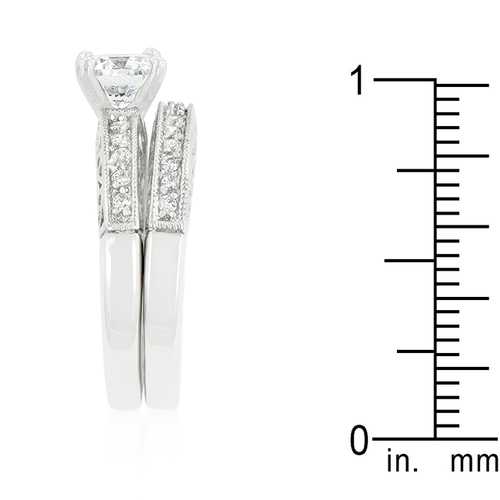 Exquisite Filigree Engagement Ring Set - Vintage Inspired Wedding Band & Matching Eternity Ring - Perfect for Proposals, Anniversaries & Romantic Occasions