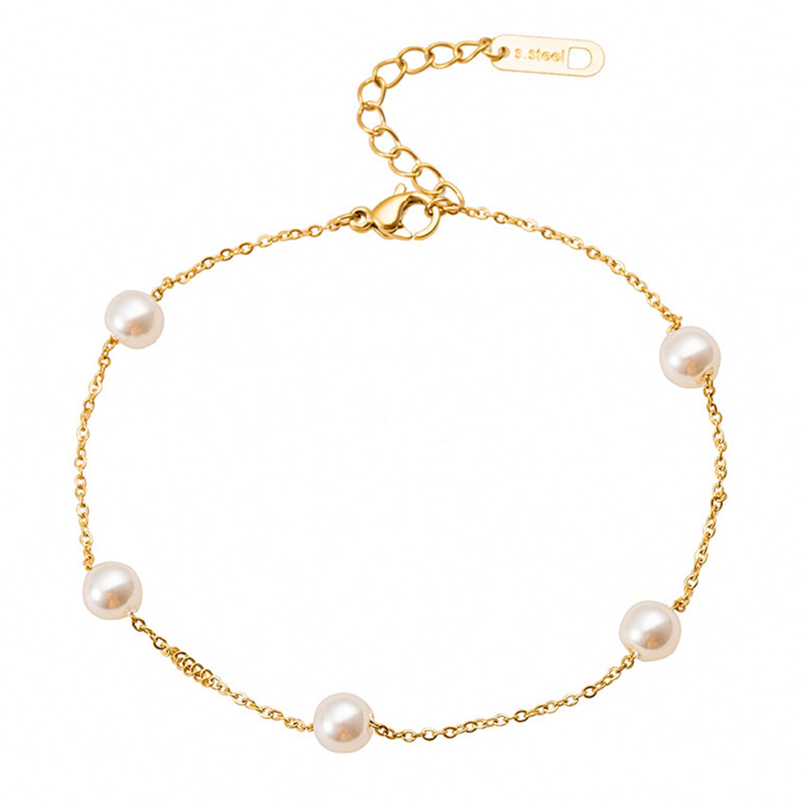 Elegant 14K Gold Plated Pearl Ankle Bracelet for Women & Girls - Boho Beach Anklet Jewelry Gift for Birthday, Wedding & Summer Vacation