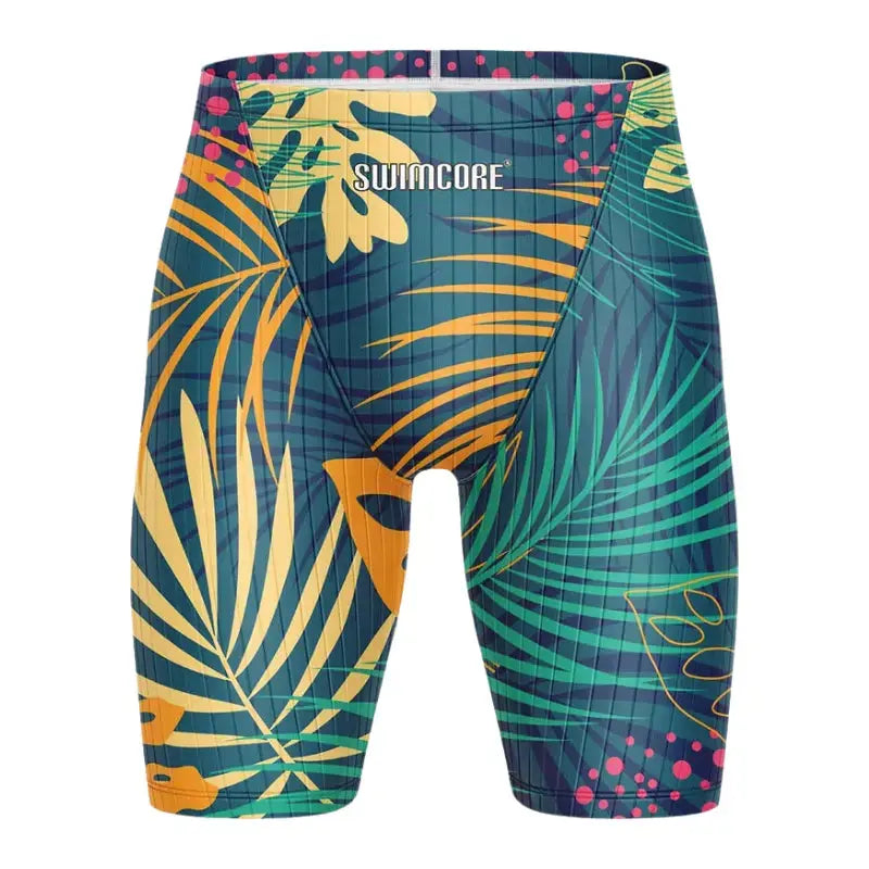 Men's Swimcore Sport Jammer | Neo Strike Tropic Wave Competitive Swim Trunks for Training & Racing | Perfect for Lap Swimming, Triathlons & Water Sports