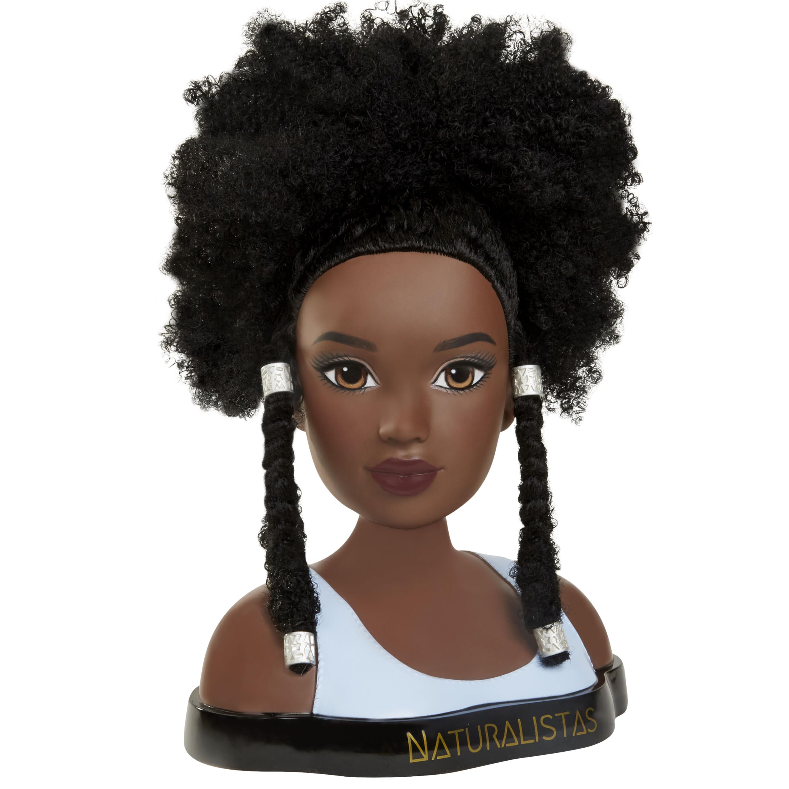 Liya Platinum Crown and Coils Fashion Styling Head with 4A Textured Hair - 19 Natural Hair Accessories for Braiding, Twisting & Styling Practice | Perfect for Salon Training, Cosmetology Students & DIY Hairstyling at Home