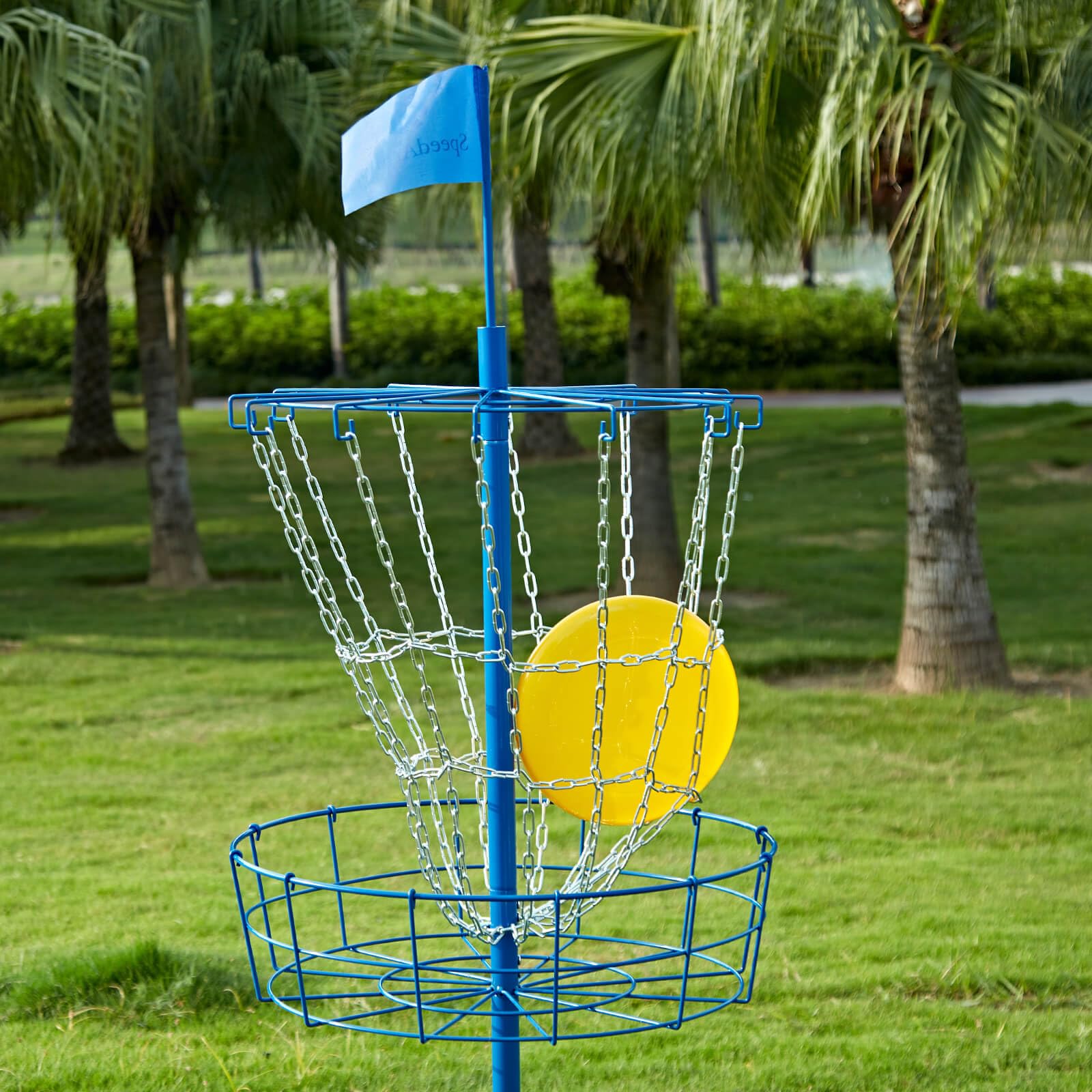 Portable Disc Golf Basket Target with Heavy Duty 12 Double Steel Chains - Professional Disc Golf Equipment for Backyard, Park & Tournament Practice