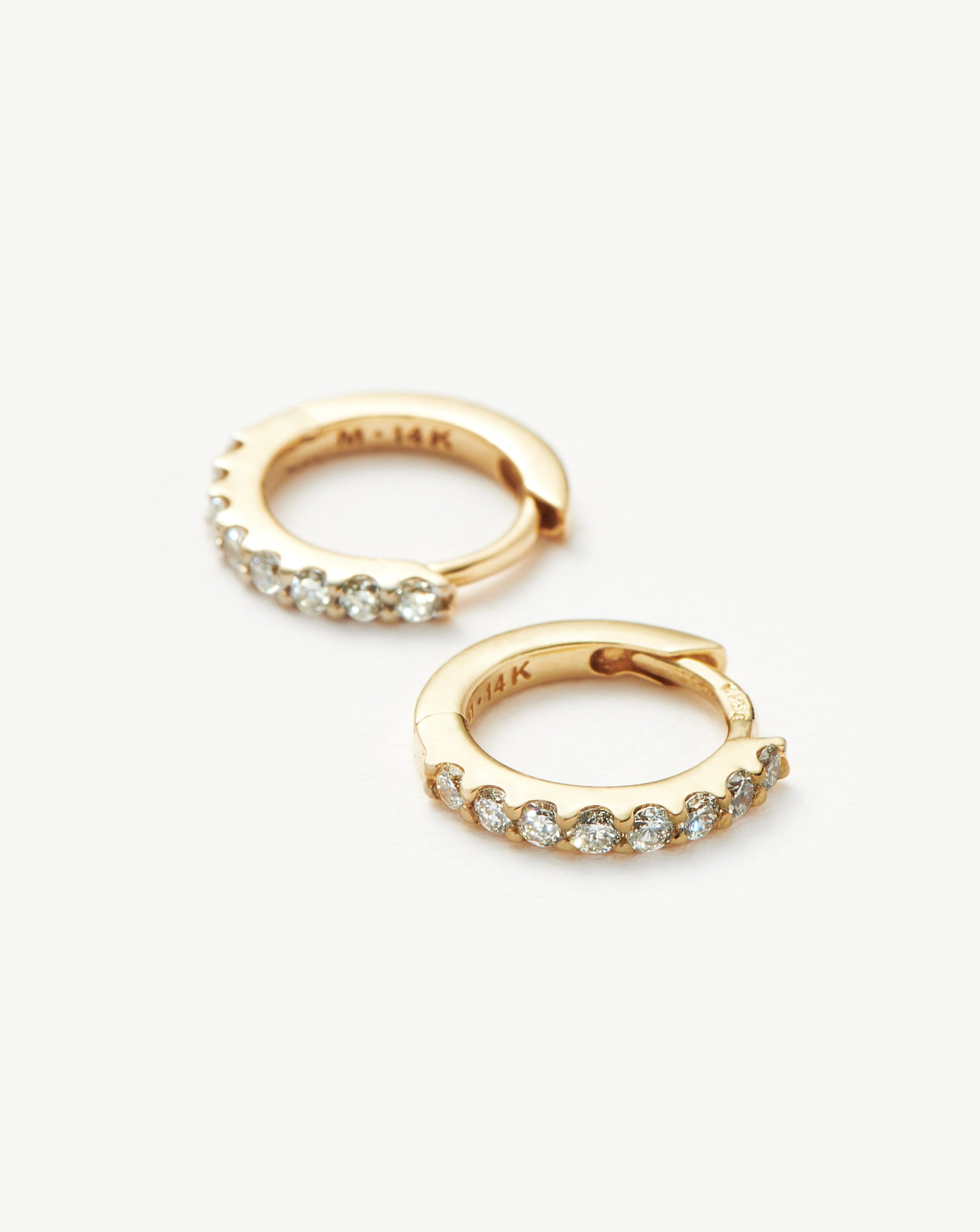 14K Solid Gold Diamond Huggie Hoop Earrings for Women - Classic Fine Jewelry Gift for Her - Perfect for Weddings, Parties & Everyday Wear
