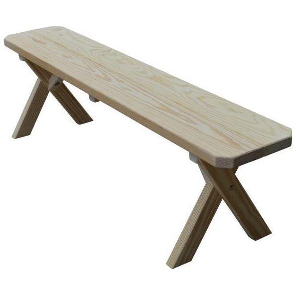 A&L Furniture Yellow Pine Crossleg Bench - Rustic Wooden Bench for Dining Room, Kitchen, or Outdoor Patio - Durable & Stylish Seating Solution