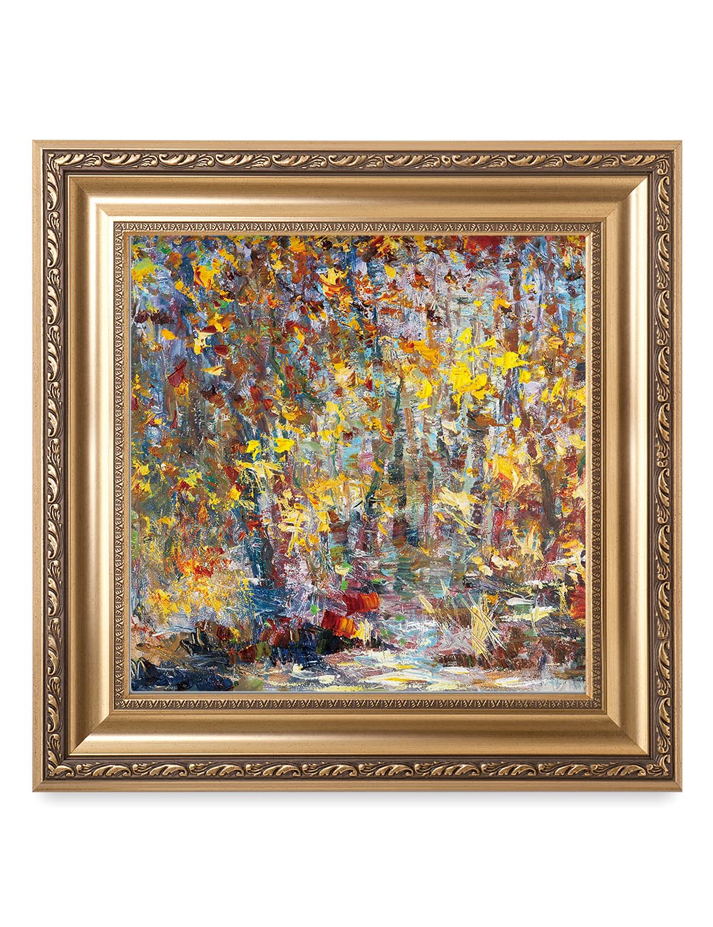 DECORARTS - David Ma's Gathering Birds Abstract Landscape Wall Art - Premium Giclee Print in Classic Golden Frame (22