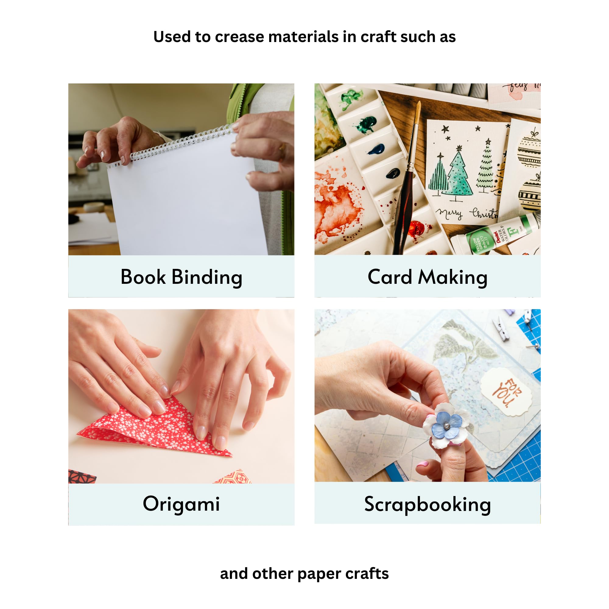 CrafTreat Teflon Bone Folder & Scoring Tool Set - Large Ergonomic Square Paper Scorer for Paper Crafts, Origami, Bookbinding - Leather Burnishing Tool - Smooth Non-Stick Crafting Essentials for DIY Projects, Card Making, and Scrapbooking