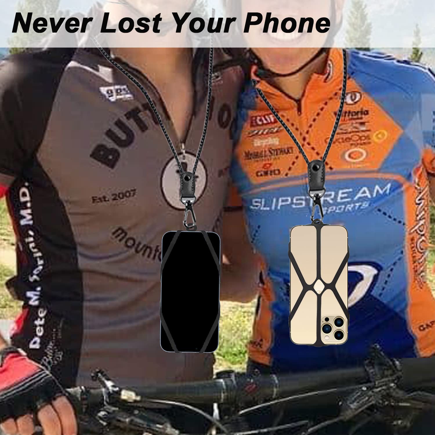 Premium Cell Phone Lanyard with Silicone Holder - Adjustable Neck Strap for iPhone & Smartphones - Secure Hands-Free Convenience for Work, Travel & Outdoor Activities (Black)
