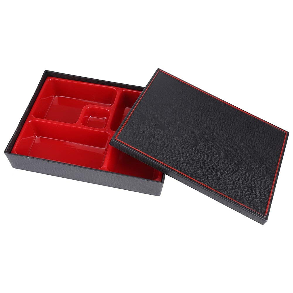 Japanese Bento Box - 5 Compartment Wooden Lunch Box for Office & Picnic