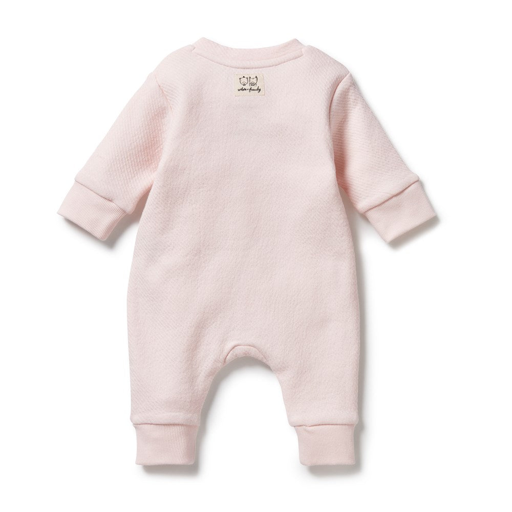 Organic Pink Quilted Baby Growsuit - Soft Cotton Infant Romper for Newborns & Toddlers | Perfect for Playtime, Sleepwear & Photo Shoots
