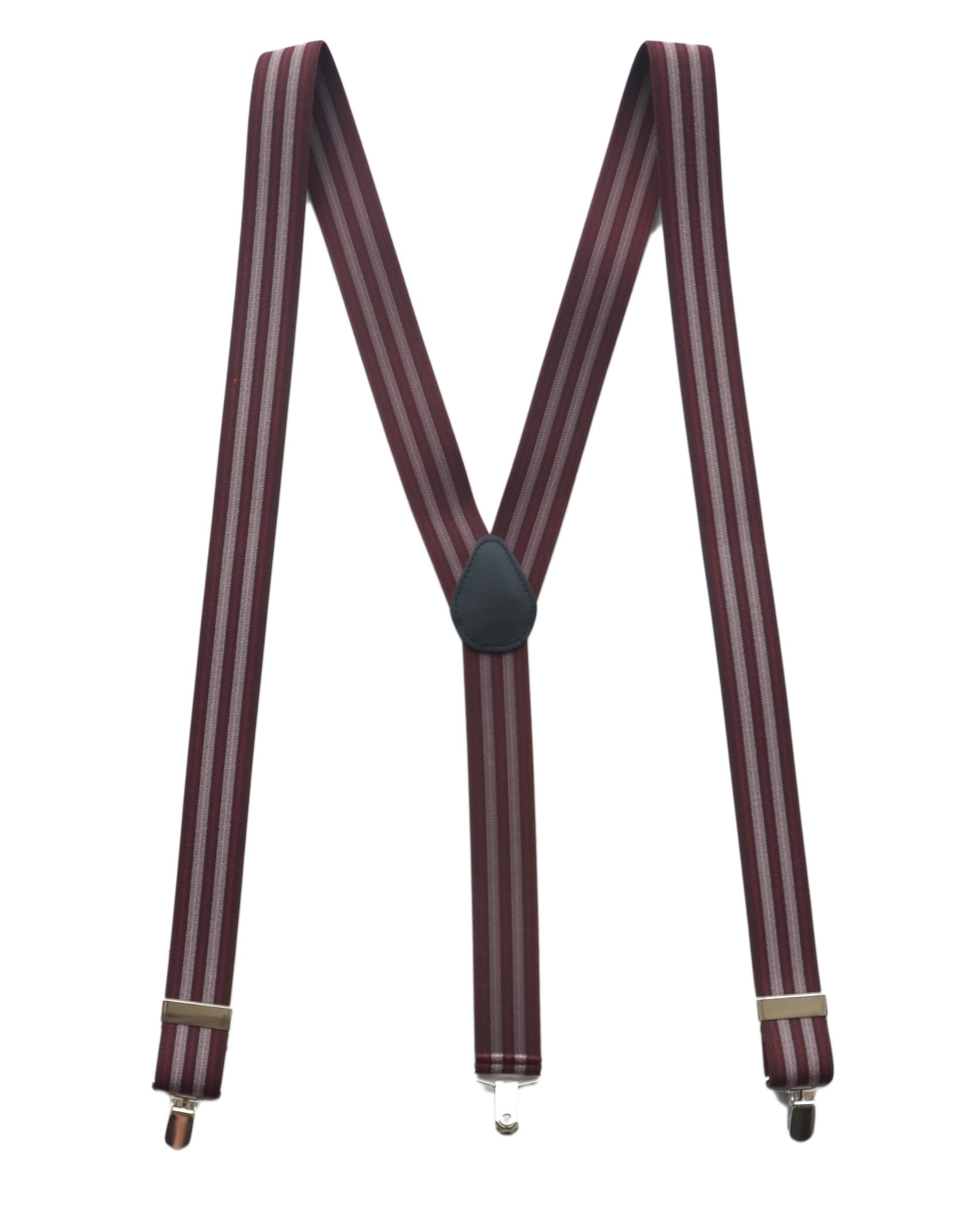 Premium Leather Suspenders for Men with Metal Clips - Adjustable Y-Back Suspenders (43.3