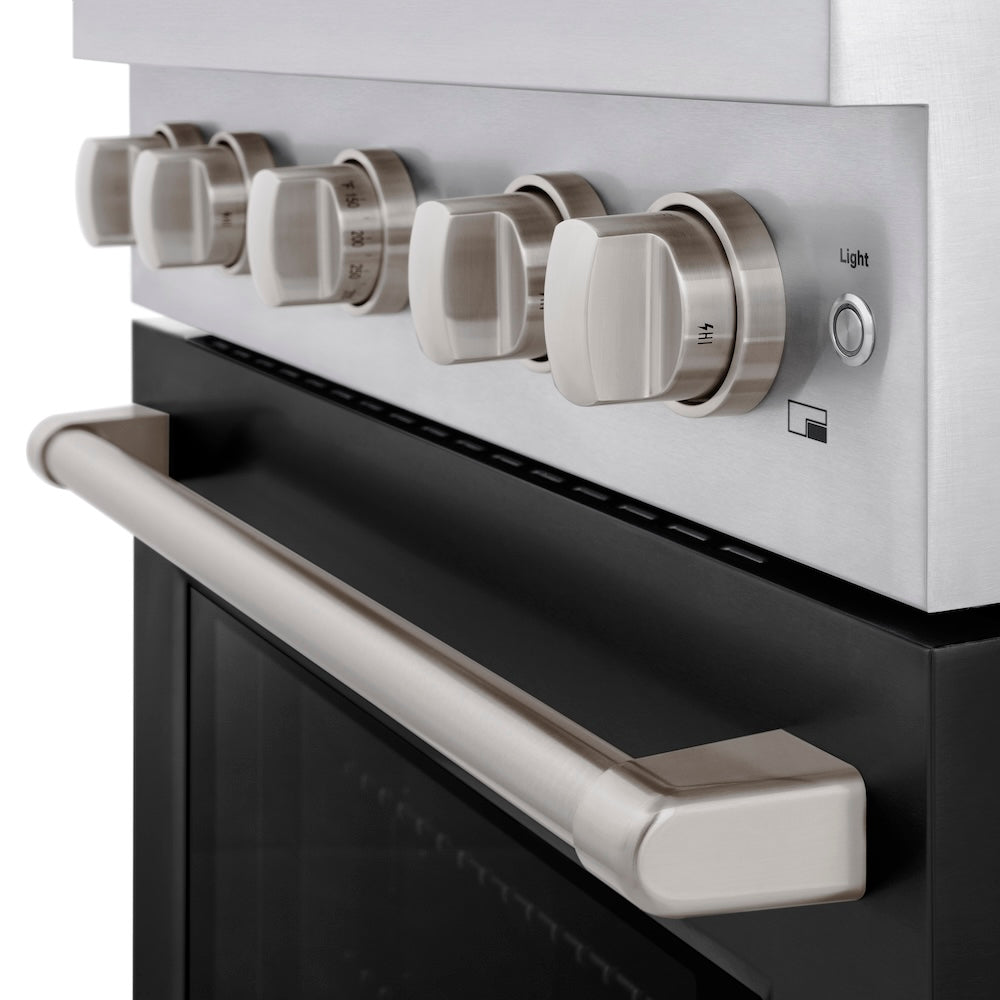 ZLINE 30-inch 4.2 cu.ft Stainless Steel Dual Fuel Range with 4-Burner Gas Cooktop & Electric Convection Oven - Matte Black Door (SDR BLM 30) - Perfect for Modern Kitchens & Professional Cooking