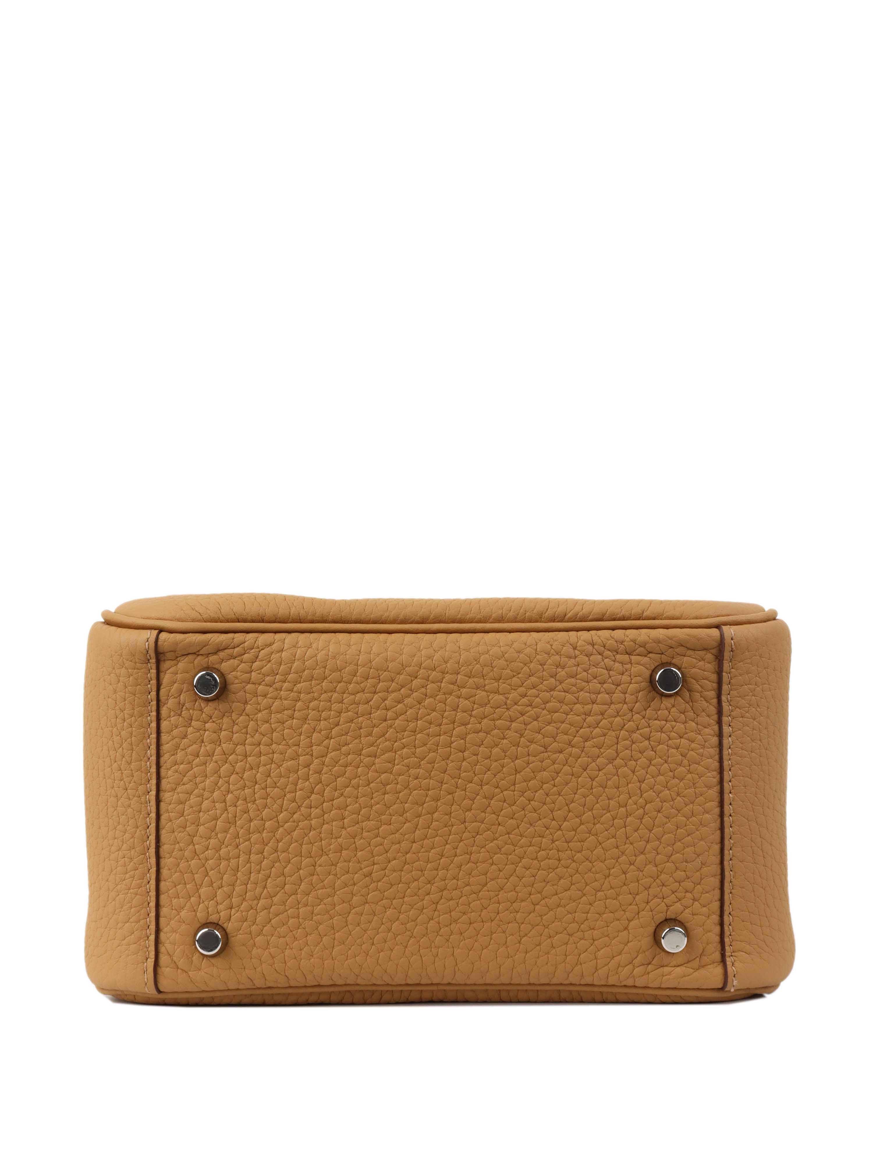 Hermes Mini Lindy Bag in Biscuit Color with Palladium Hardware - Luxury Crossbody Bag for Women, Perfect for Everyday Use, Travel & Special Occasions