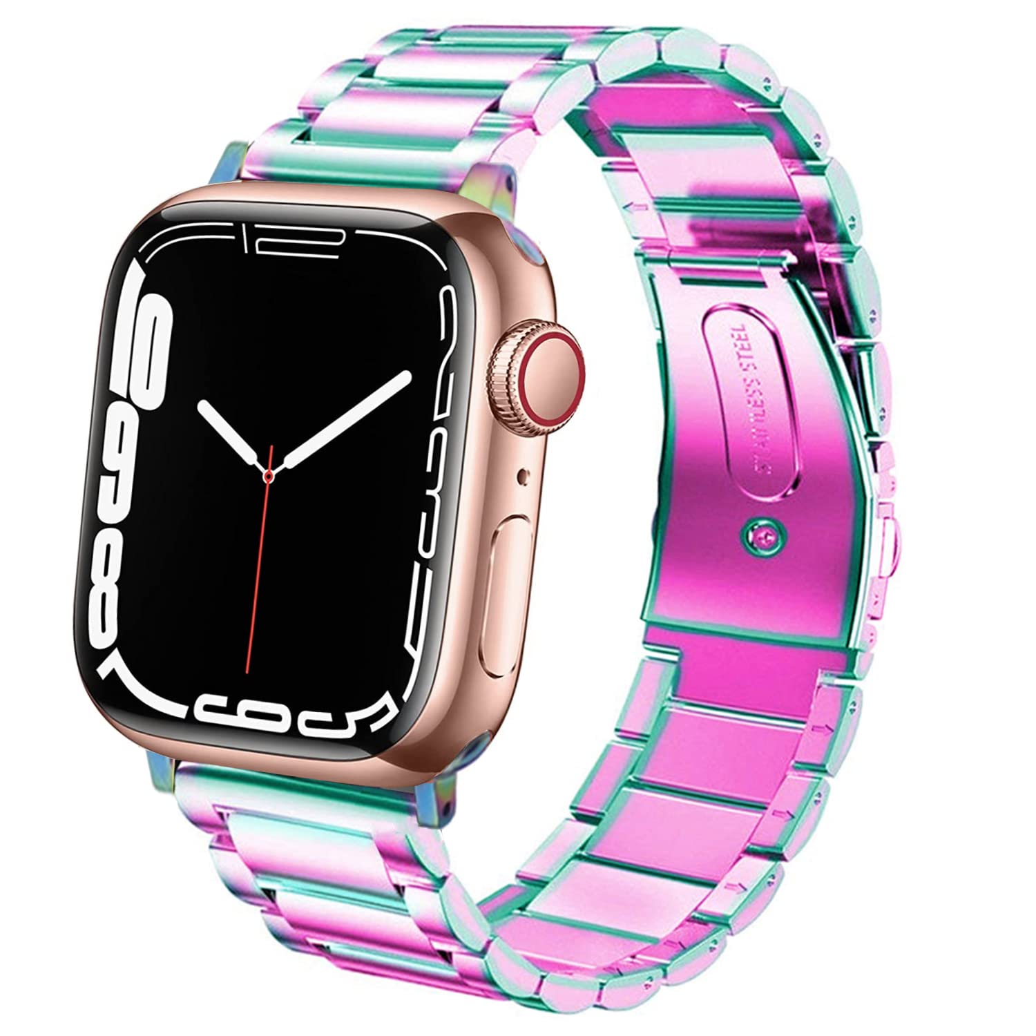 Premium Stainless Steel Band for Apple Watch Series 10/9/8/7/6/5/4/3/SE/Ultra - Compatible with 38mm/40mm/41mm/42mm/44mm/45mm/46mm/49mm Models - Durable Metal Strap Replacement for Men & Women - Perfect for Workouts, Office Wear & Everyday Use
