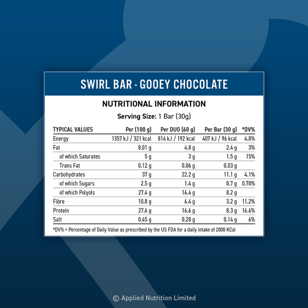 Applied Nutrition Swirl Bar - 12 Pack (60g Each) | High Protein Snack for Weight Loss & Muscle Recovery | Perfect for Gym, Workouts & On-the-Go Nutrition