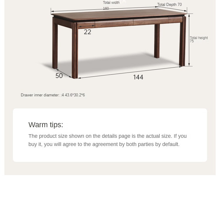 Premium Black Walnut Solid Wood Modern Large Office Desk - Executive Workstation for Home & Business Use, Durable Writing Table for Conference Rooms & Professional Spaces