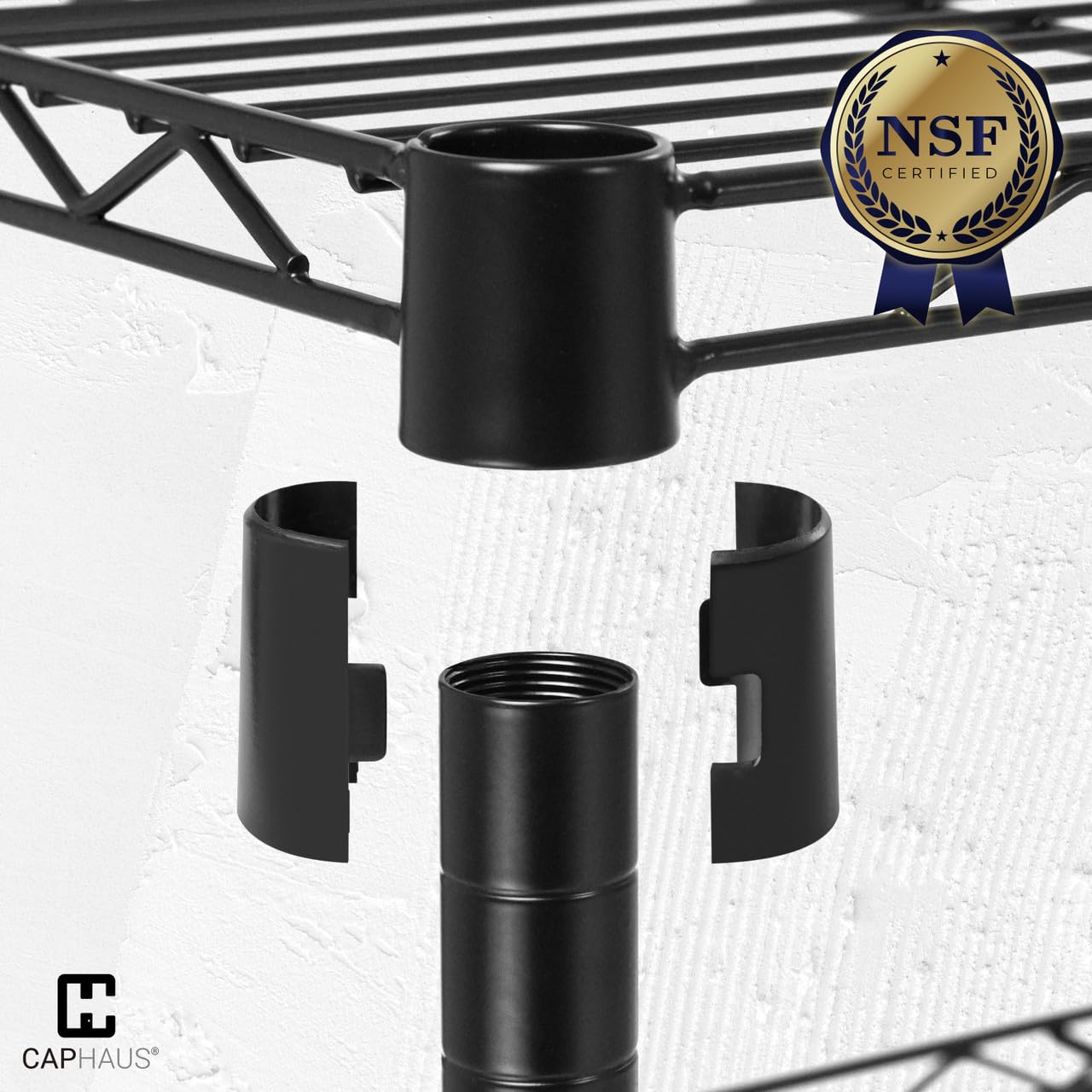 Heavy Duty Adjustable 4-Tier Commercial Wire Shelving with Wheels & Leveling Feet - NSF Certified Metal Utility Rack for Kitchen, Garage & Storage (Black, 36