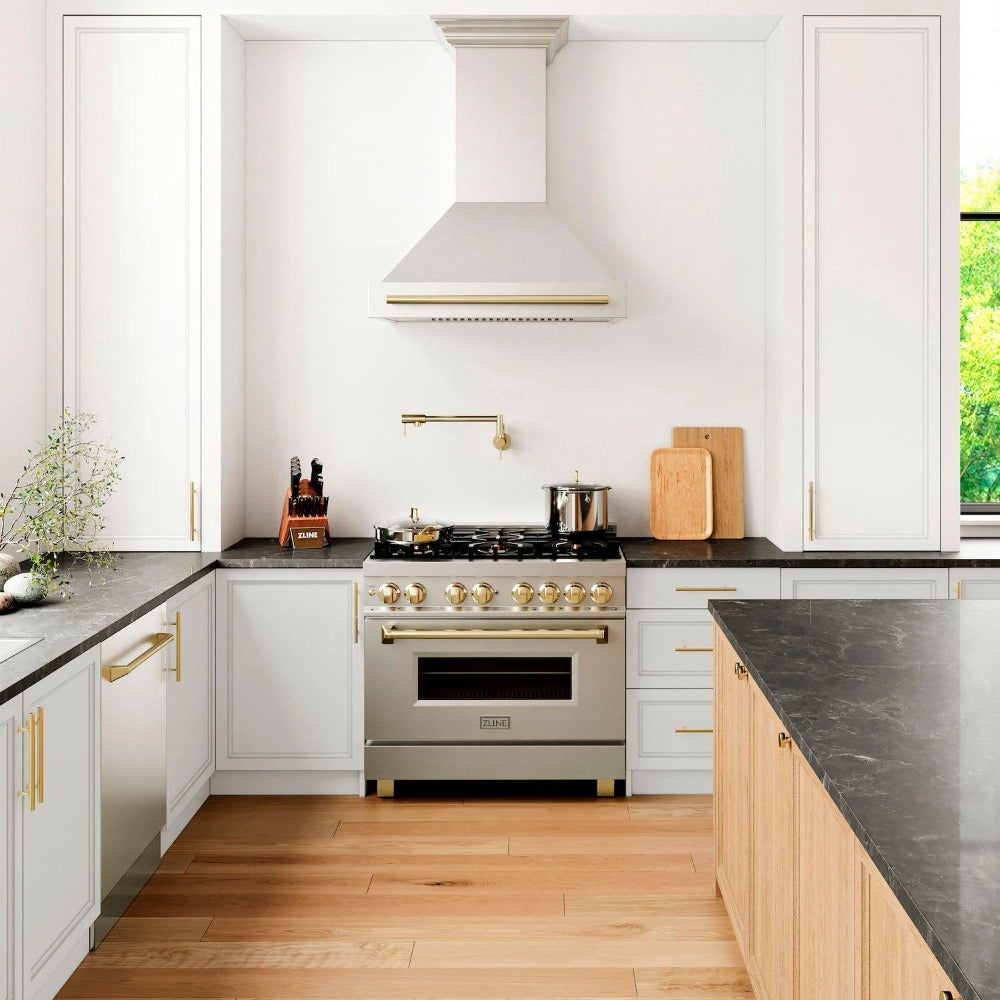 ZLINE Autograph Edition 36 Inch Stainless Steel Range Hood with Stainless Steel Shell & Handle (8654STZ 36) - Professional Kitchen Ventilation for Home Chefs & Modern Kitchens