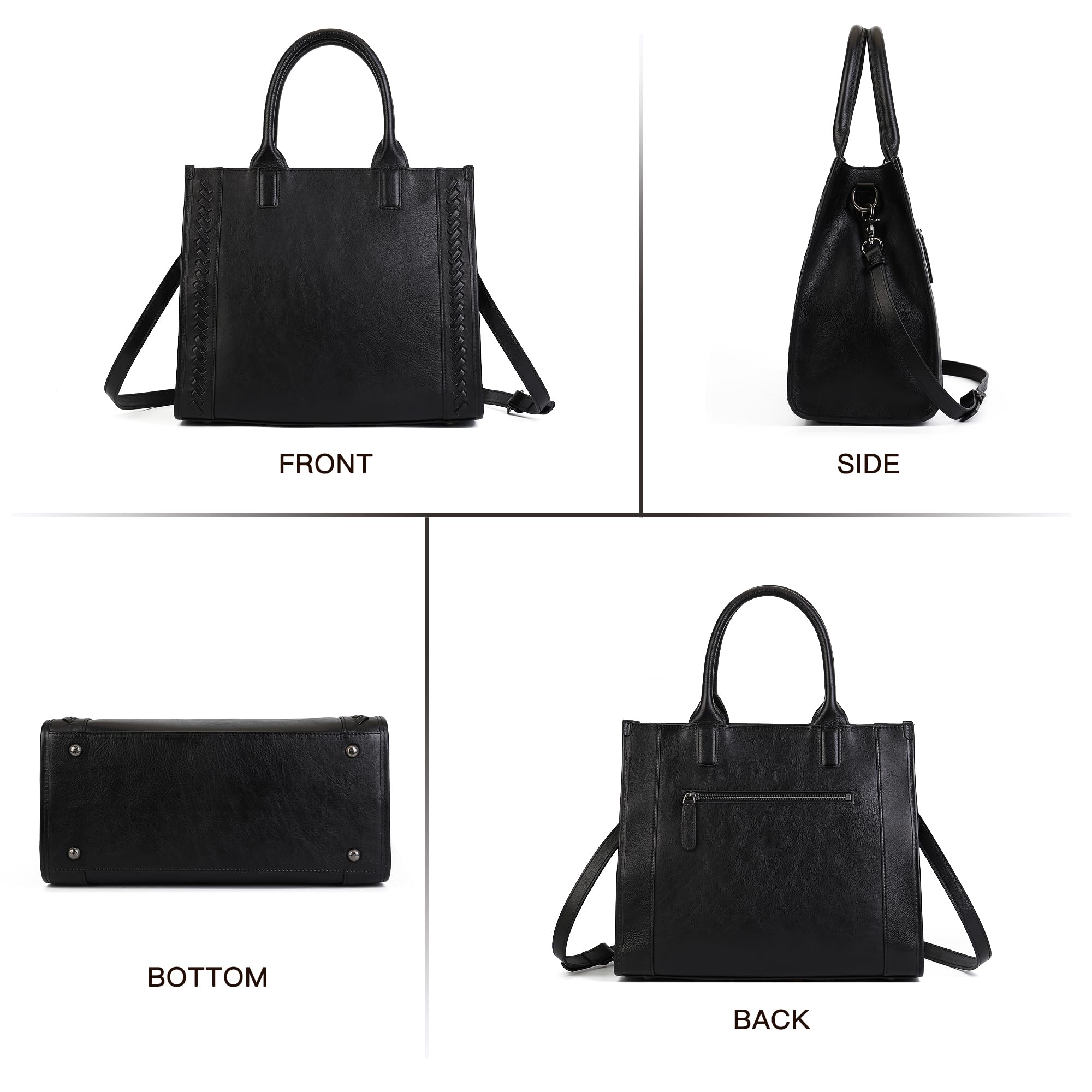 Genuine Leather Handbags for Women - Medium Size Satchel Tote Shoulder Crossbody Bag with Top Handle & Adjustable Strap | Perfect for Work, Travel & Everyday Use
