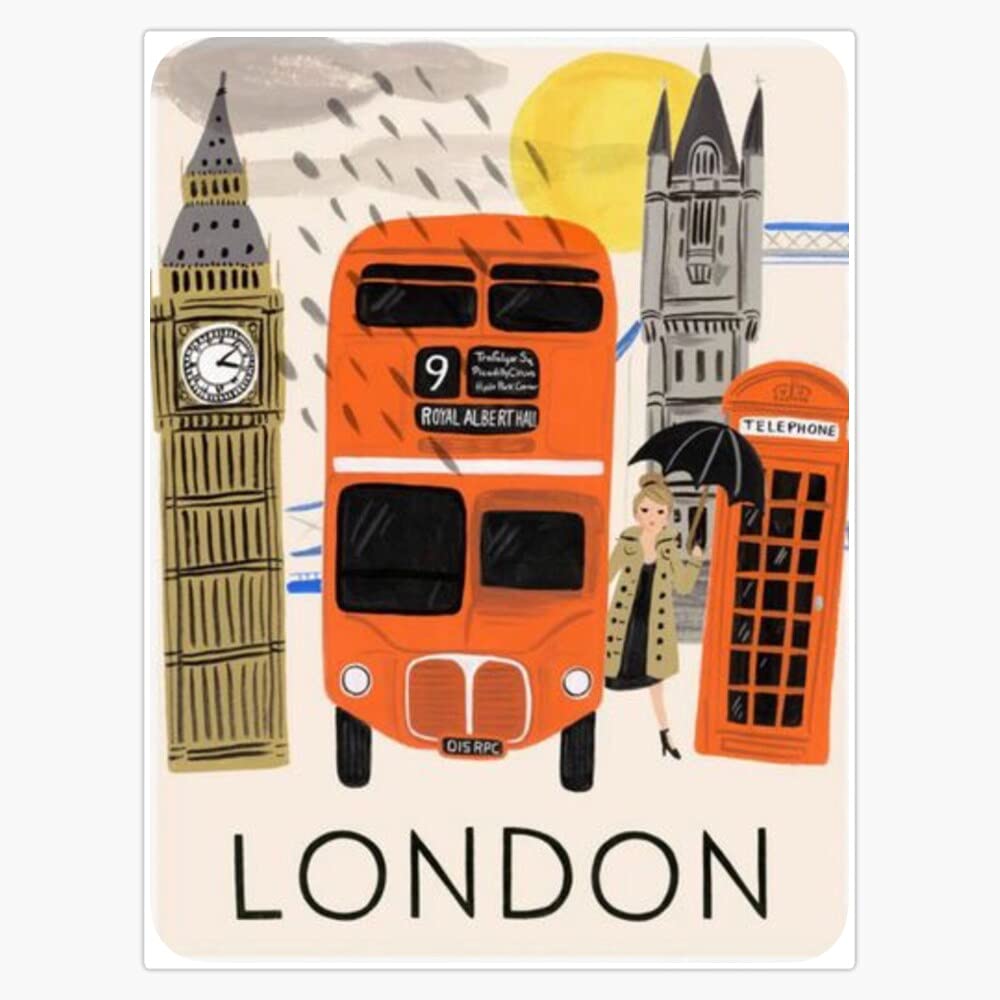 London England Vinyl Sticker - Waterproof Decal for Bumper, Laptop, Window (5 Inch) - Perfect for Travel Mugs, Cars, Notebooks & DIY Projects