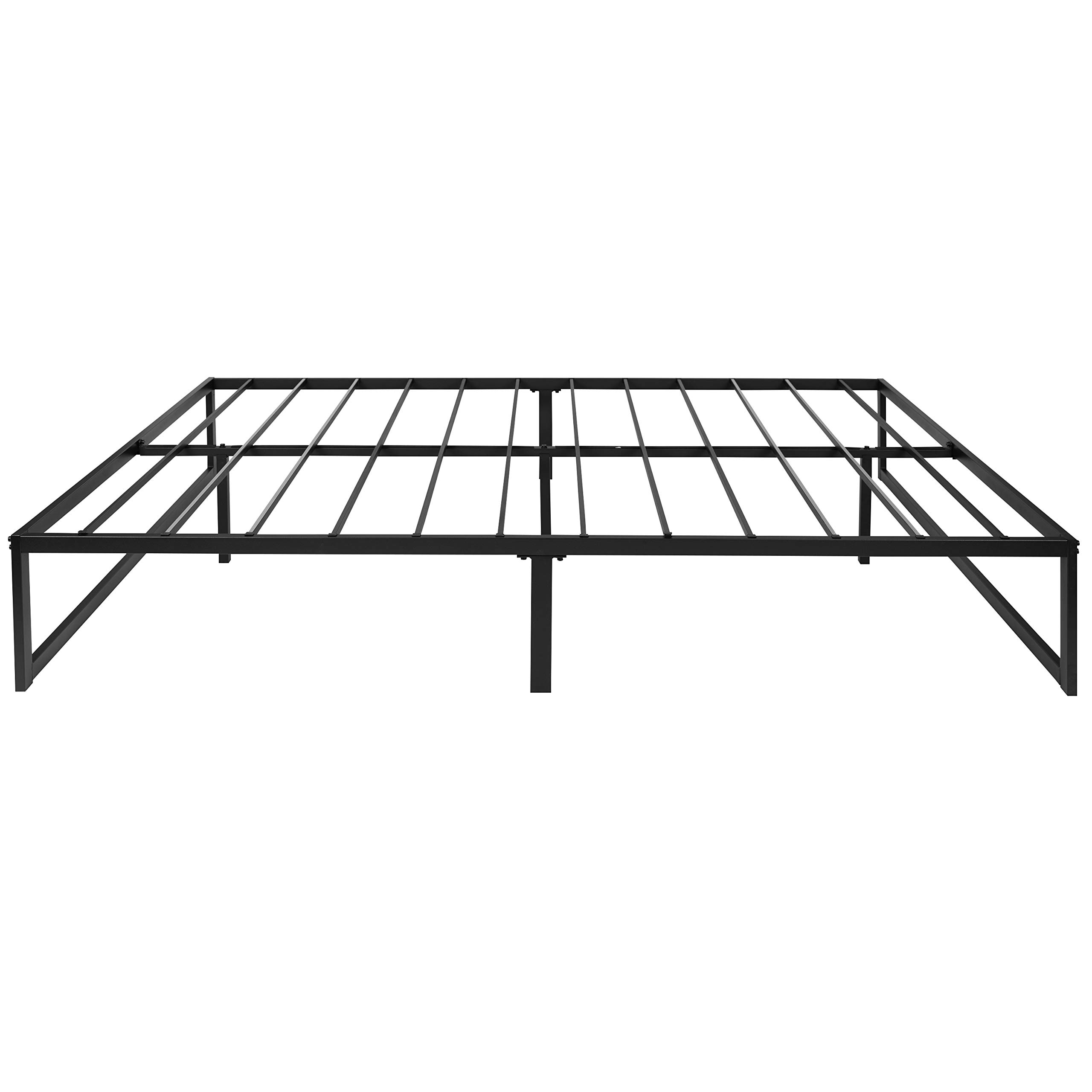 EMMA + OLIVER 14 Inch Queen Size Platform Bed Frame with 12 Inch Mattress in a Box - No Box Spring Needed - Perfect for Modern Bedrooms & Small Spaces