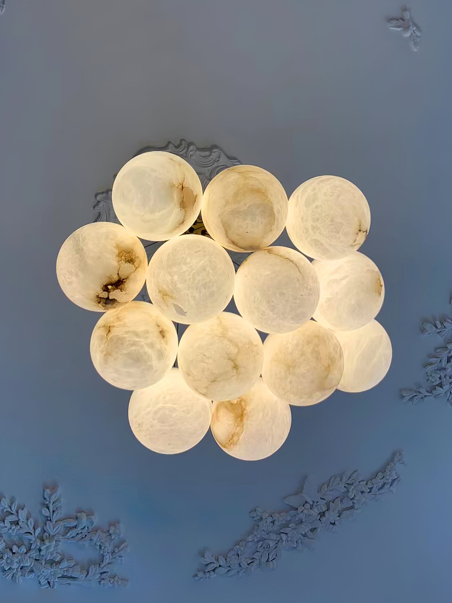 Elegant Alabaster Crystal Ball Chandelier - Modern Ceiling Light Fixture for Dining Room, Bedroom & Living Room Decor