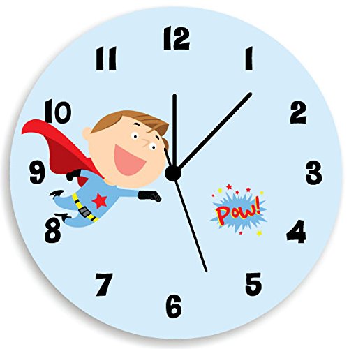 Super Hero Boys Wall Clock - Superhero Kids Room Decor, Nursery Wall Art, Superhero Themed Bedroom Clock for Boys - Perfect for Kids Bedroom, Playroom & Superhero Theme Party Decorations