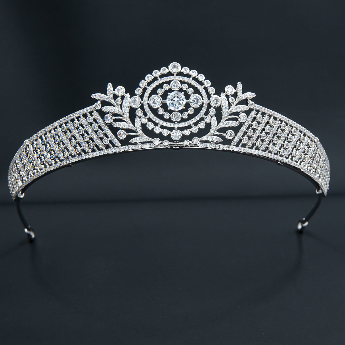 Elegant Cubic Zirconia Leaf Royal Tiara Wedding Headpiece - Crystal Bridal Crown for Bride, Prom, Pageant & Special Occasions | Perfect for Weddings, Quinceañeras & Formal Events (Style H10357)