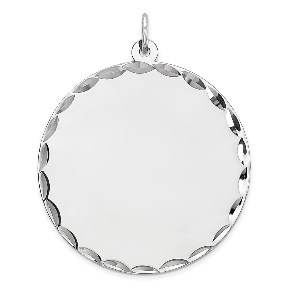 925 Sterling Silver Rhodium Plated Engravable Round Polish Front & Back Disc Charm Necklace Pendant - Elegant Fine Jewelry for Women, Perfect Gift for Her - Ideal for Anniversaries, Birthdays & Special Occasions