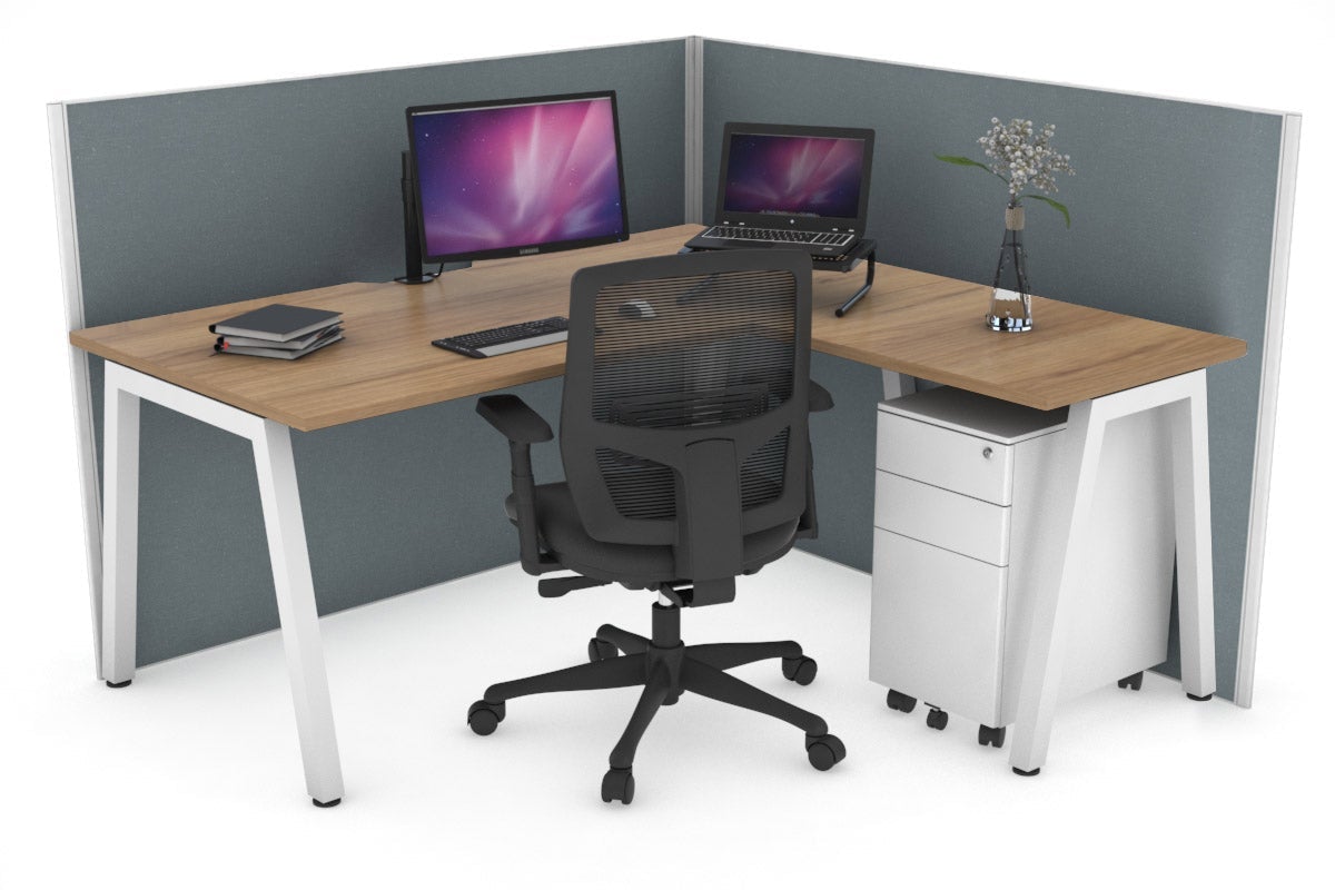 Horizon Quadro A Legs L-Shaped Corner Office Desk 1400L x 1550W with Cable Management - Modern Home Office Workstation for PC & Laptop Setup, Perfect for Small Spaces & Gaming Stations